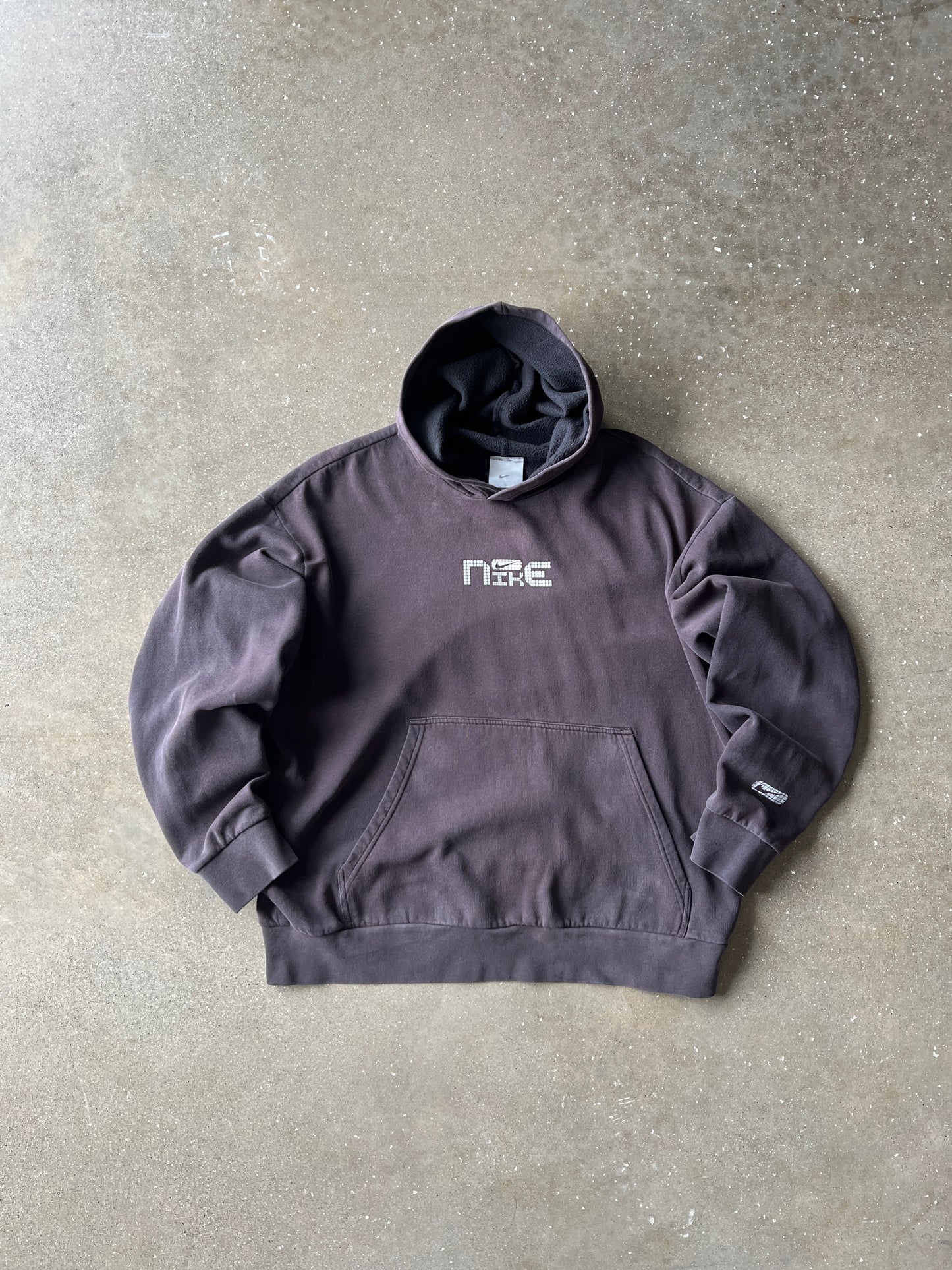 Vintage Faded Black Nike Spellout Hoodie - L