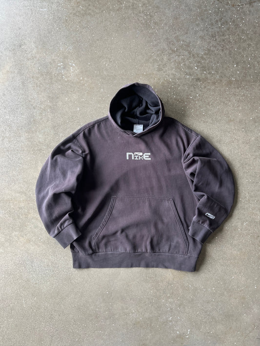 Vintage Faded Black Nike Spellout Hoodie - L