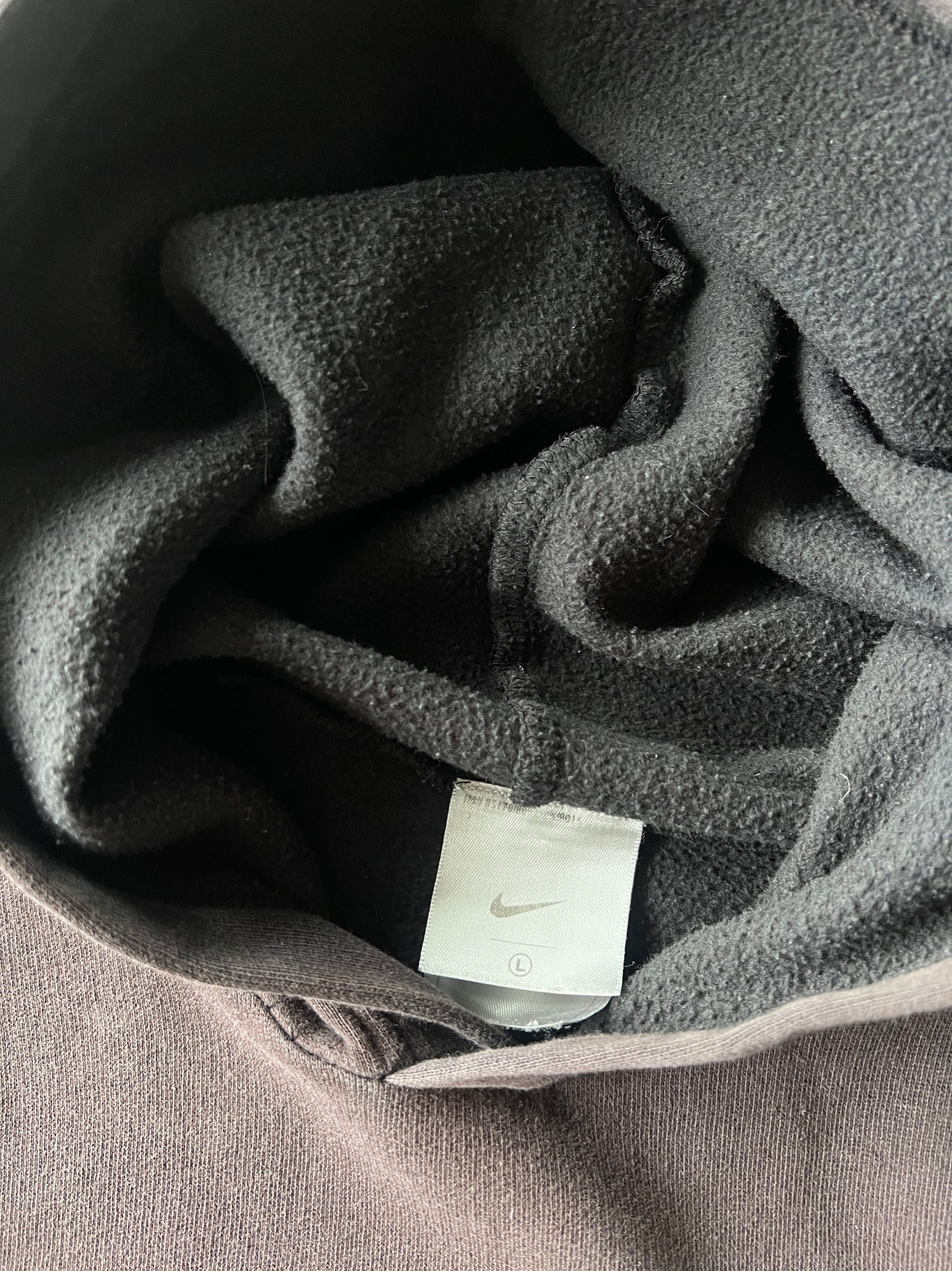 Vintage Faded Black Nike Spellout Hoodie - L