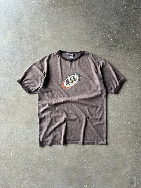 Vintage Brown A&W Spellout Shirt - XL