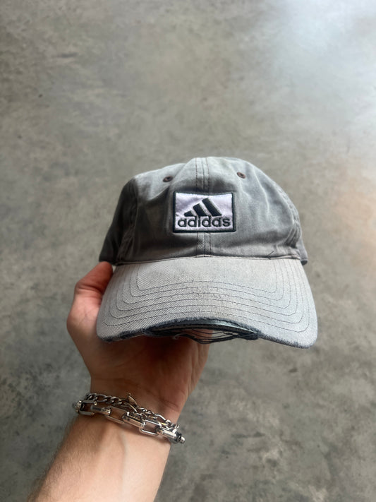 Vintage Distressed Faded Grey Adidas Hat