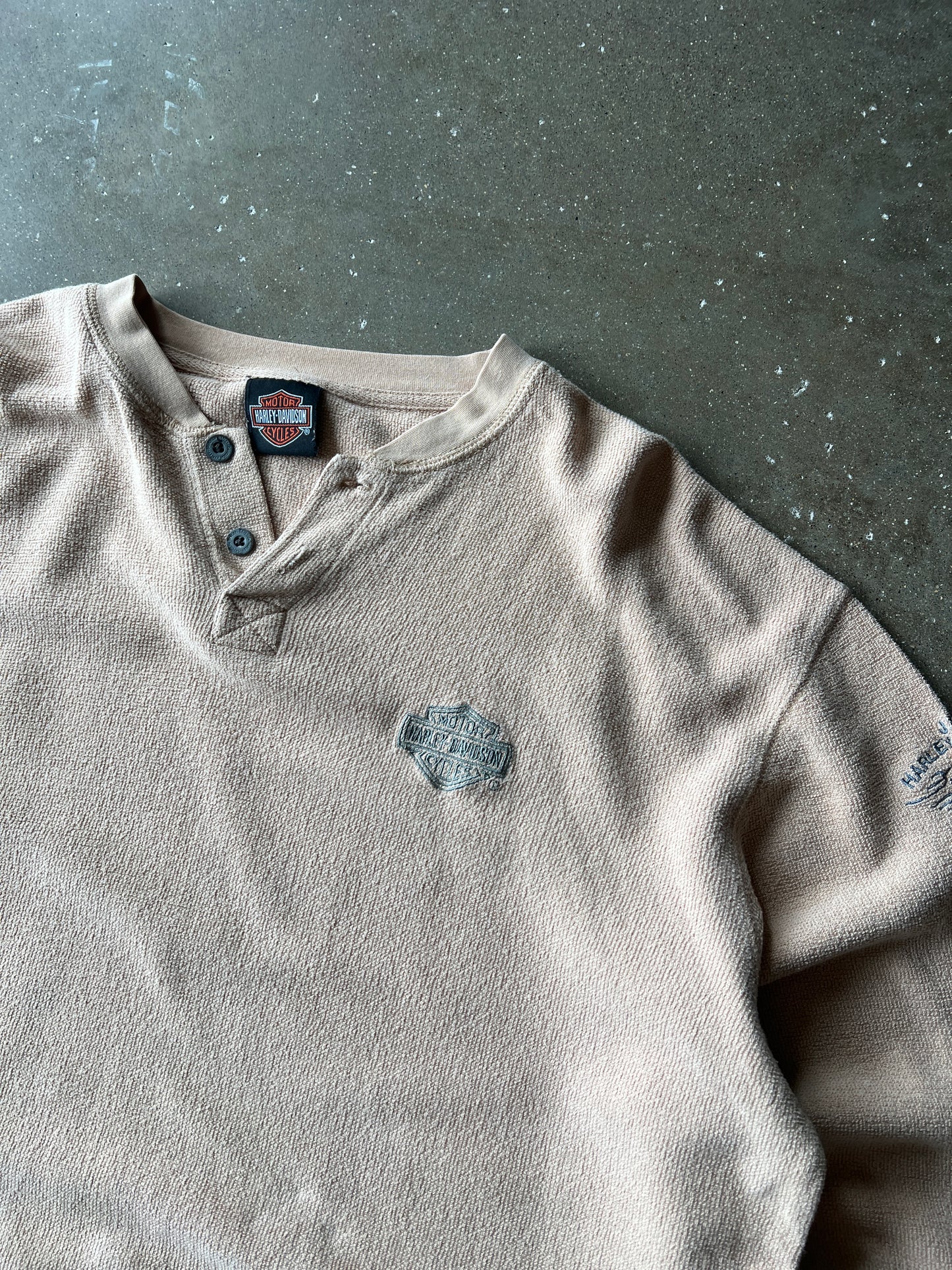Vintage Cream Harley Davidson Thermal Shirt - L