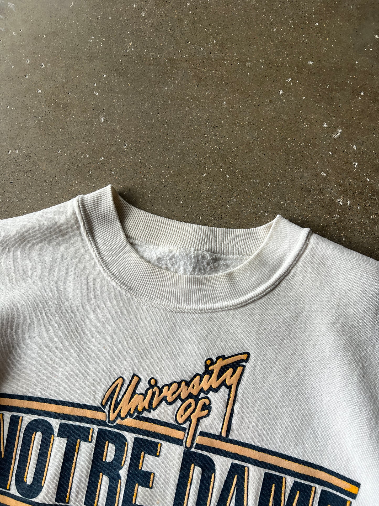 Vintage White Notre Dame Spellout Crew - M