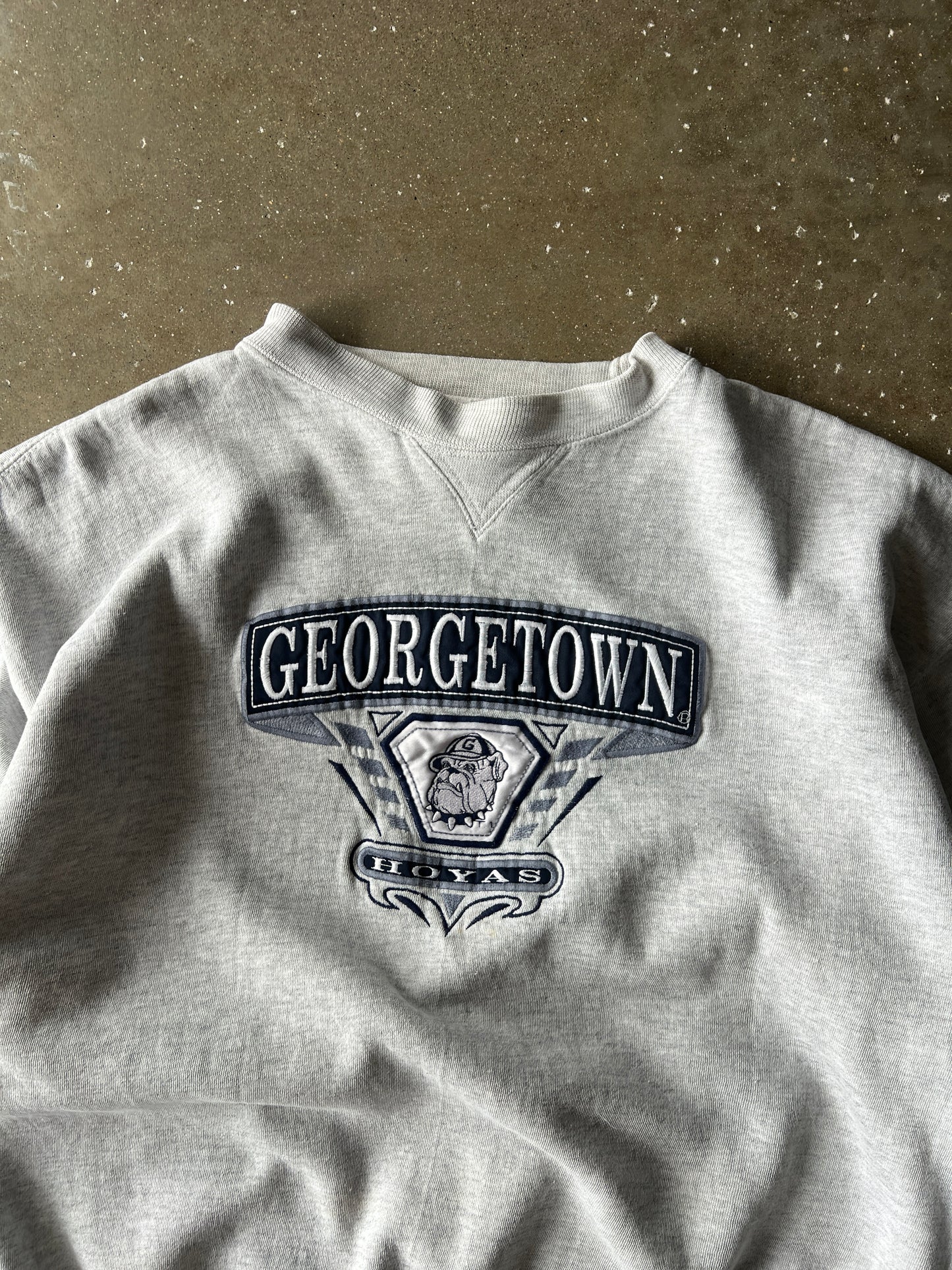 Vintage White Georgetown Spellout Crew - XL