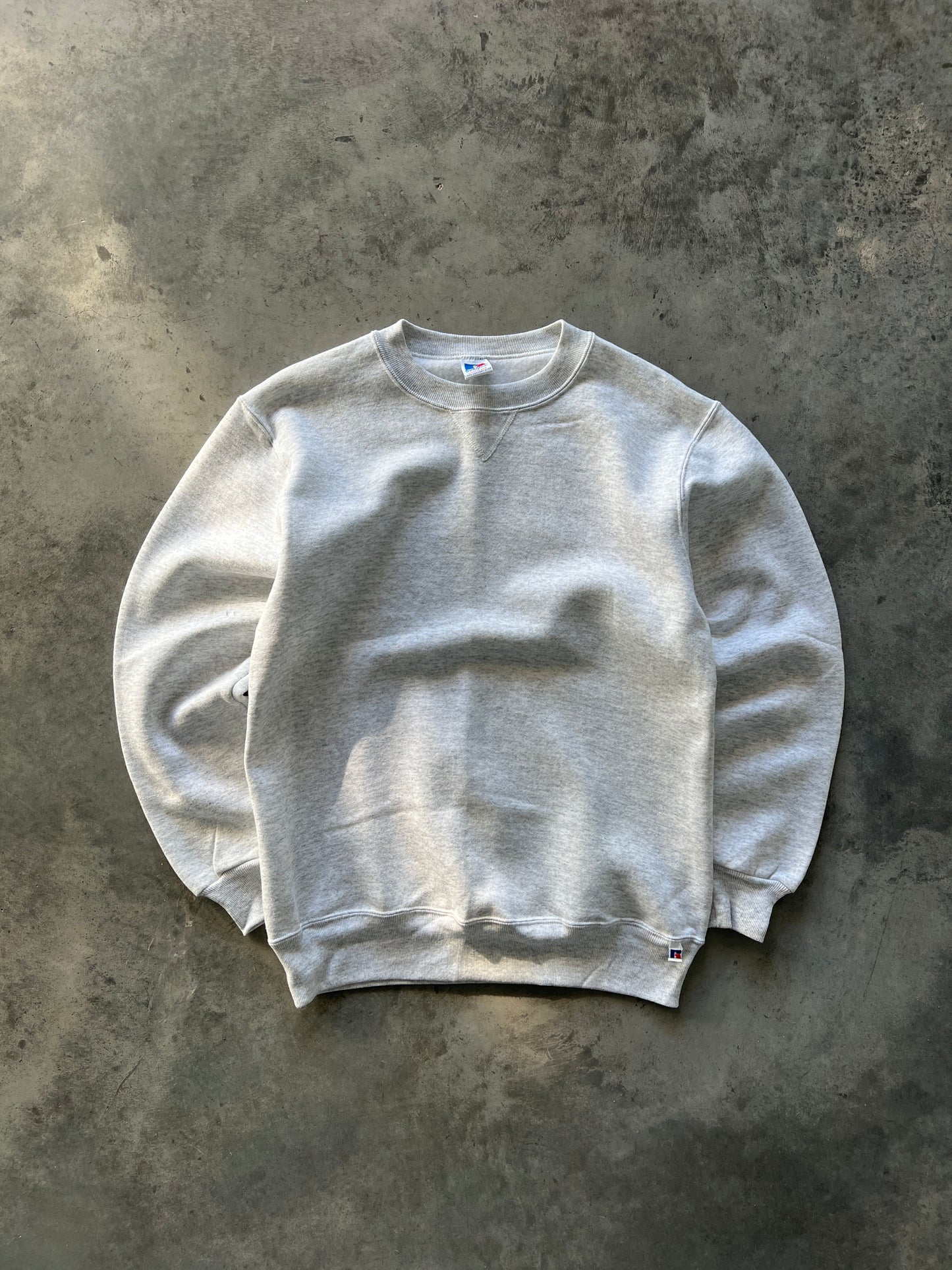 Vintage Heather White Russell Blank Crew - M