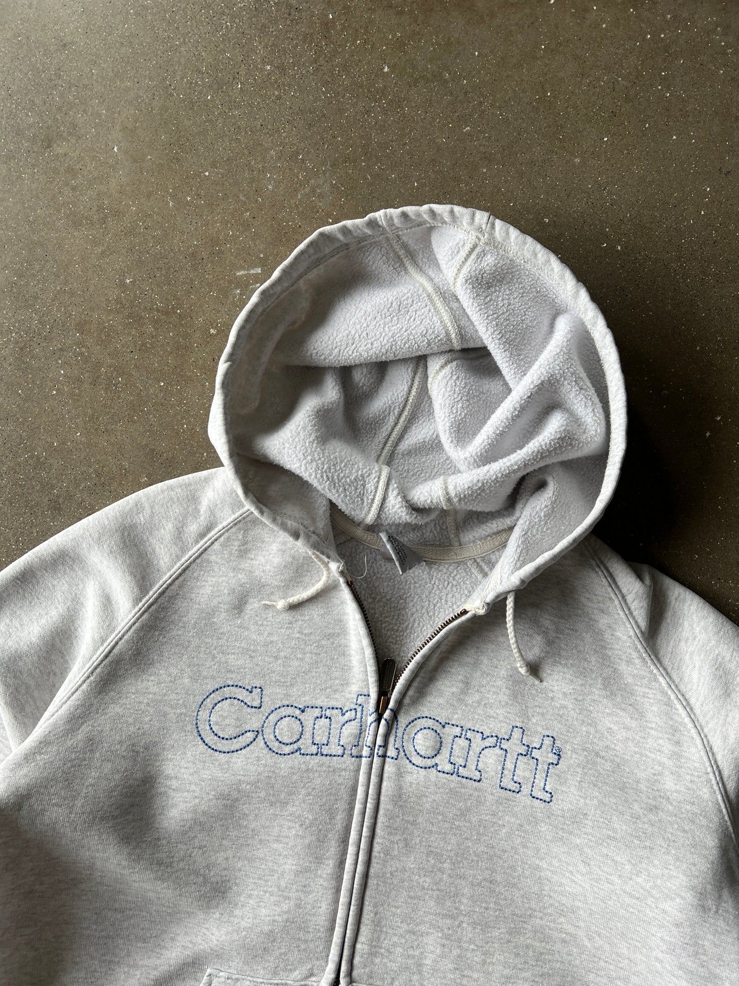 Vintage White Carhartt Spellout Hoodie - L
