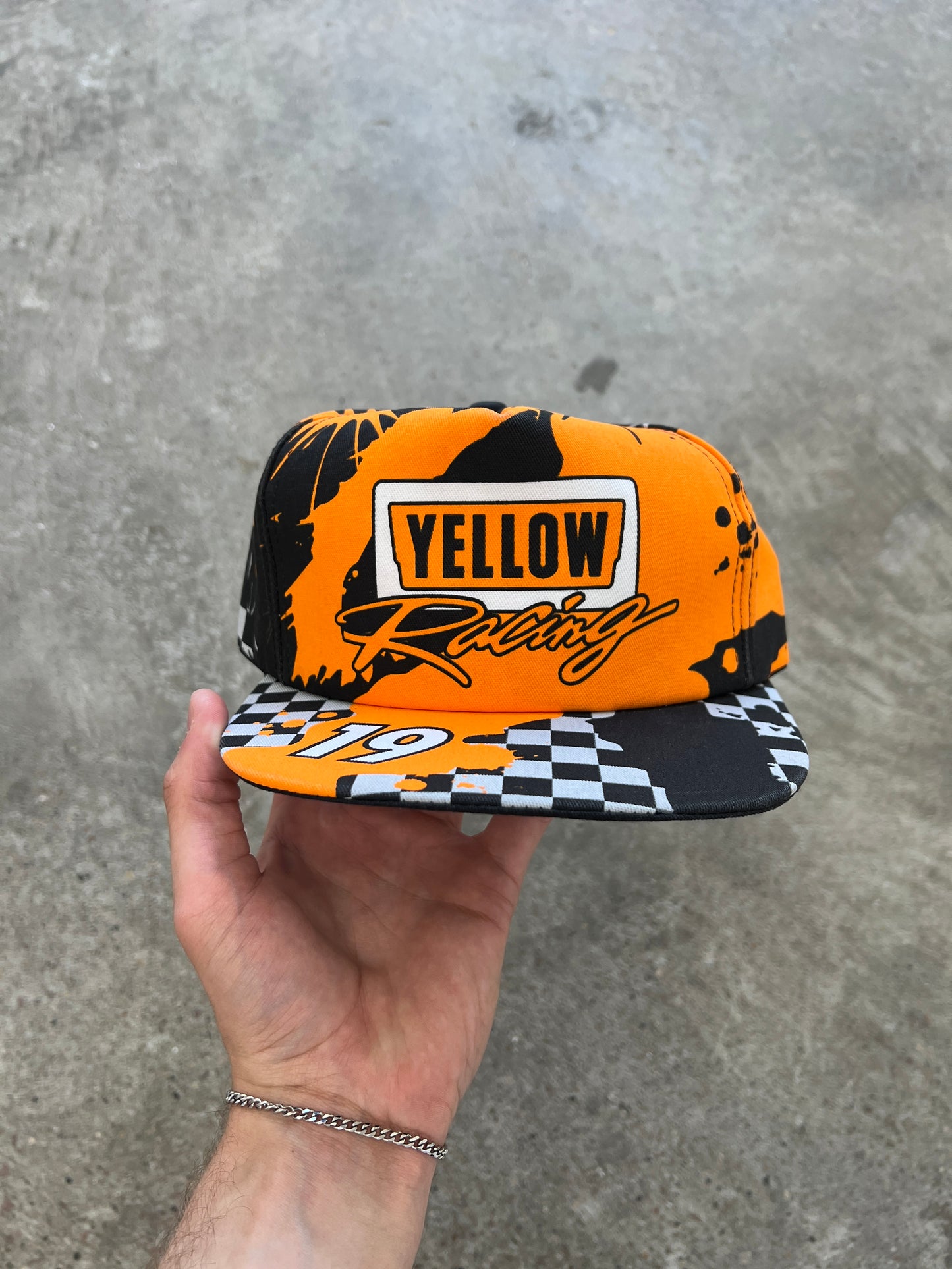Vintage Yellow Racing Snapback Hat
