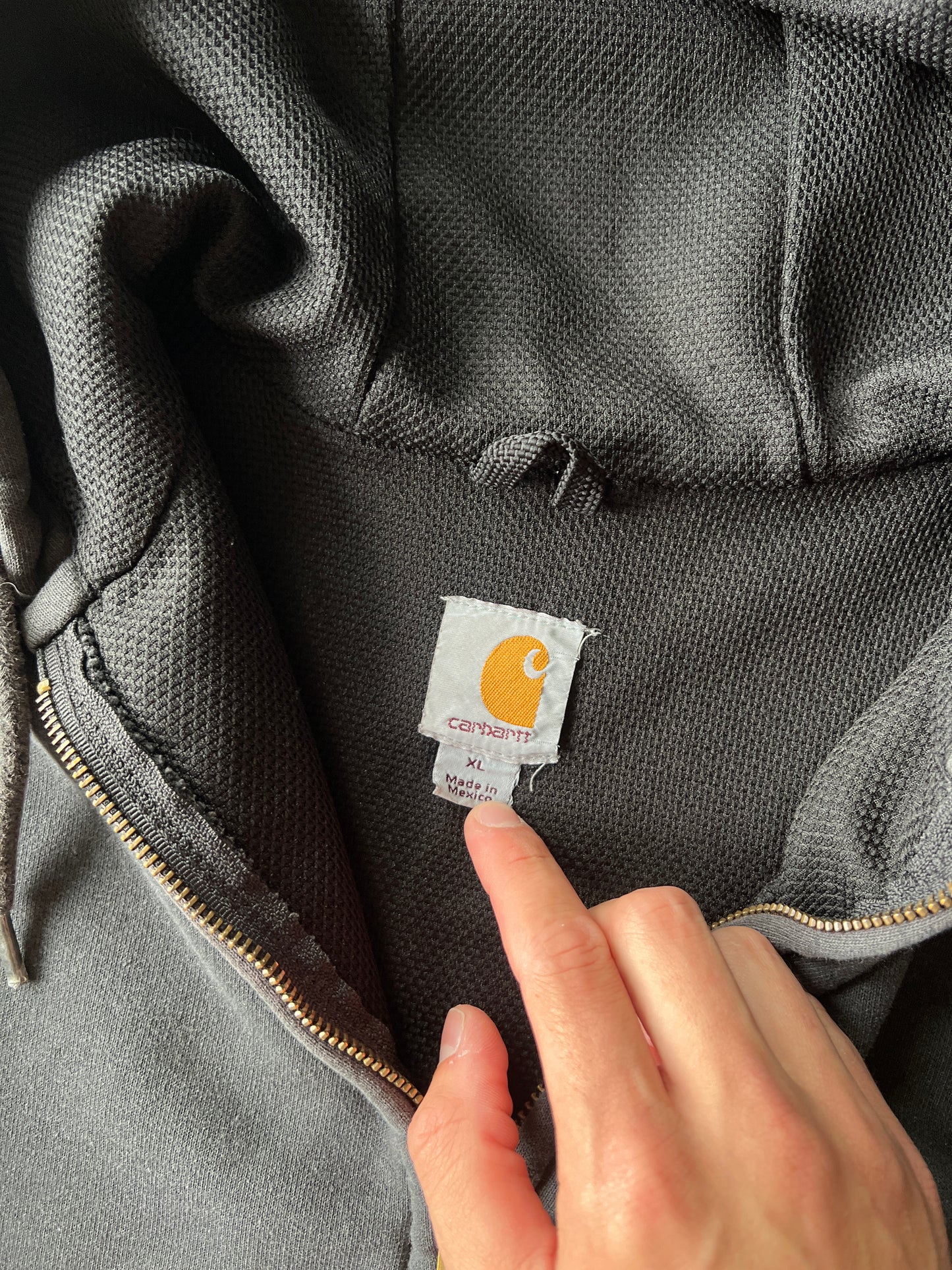 Vintage Grey Carhartt ThermalLined Hoodie - XL