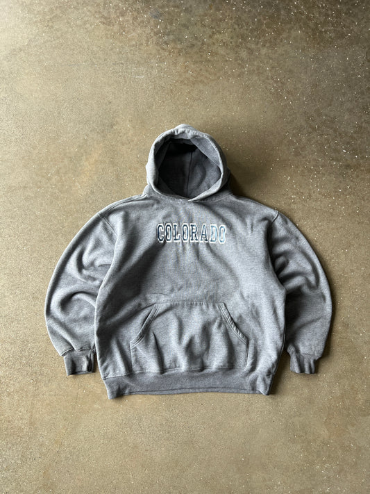 Vintage Grey Colorado Spellout Hoodie - L