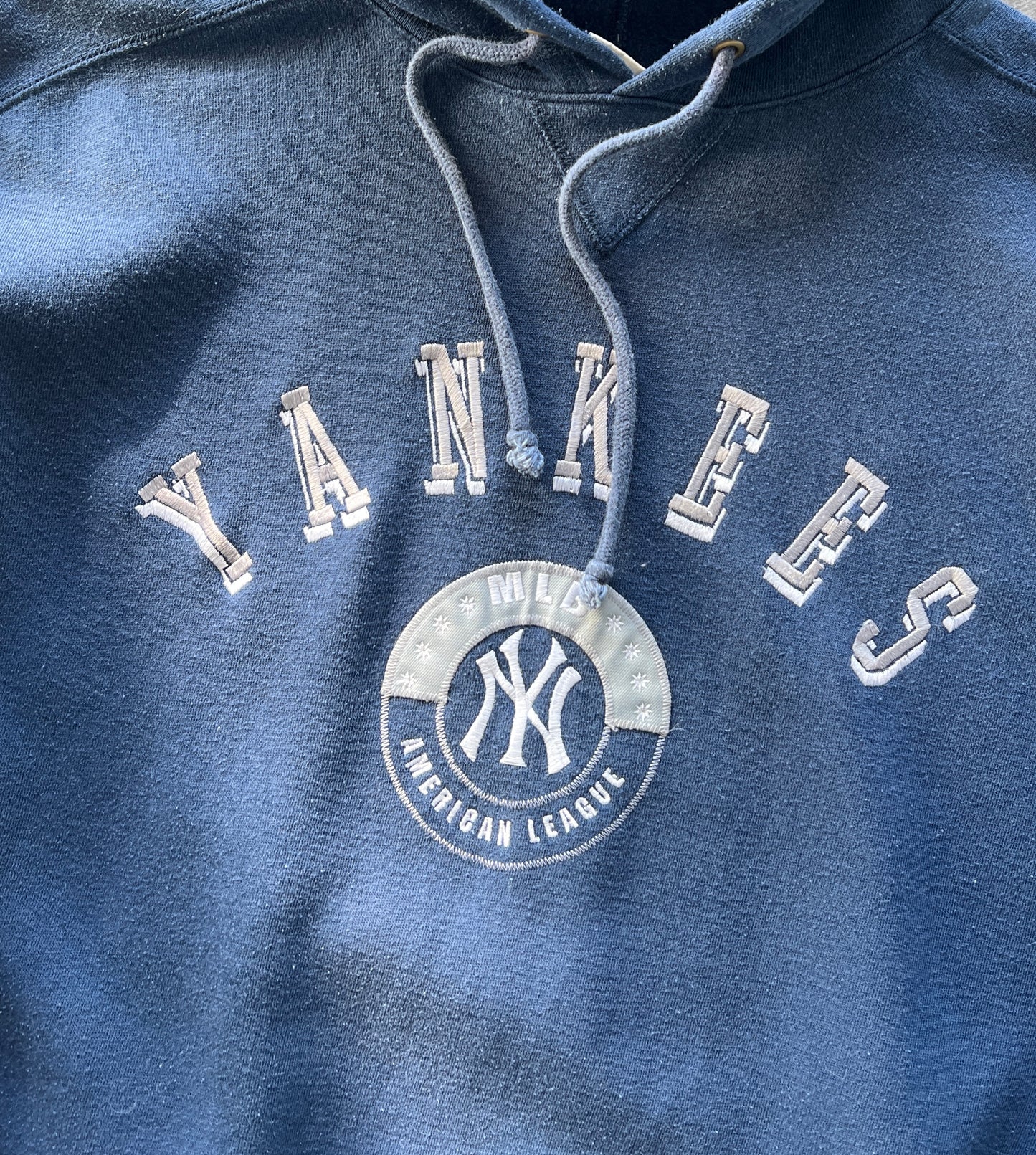 Vintage Navy Yankees Spelllout Hoodie - XXL