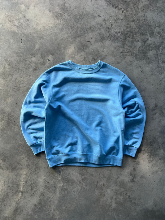 Vintage Ocean Blue Blank Crew - M