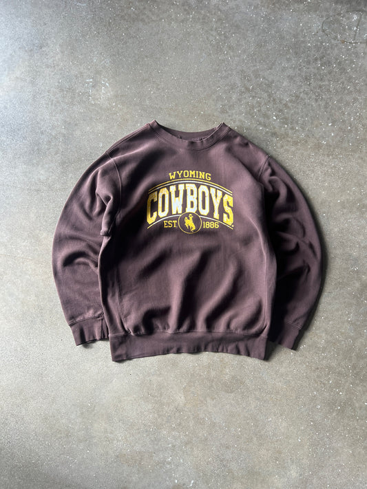 Vintage Brown Wyoming Cowboys Crew - L