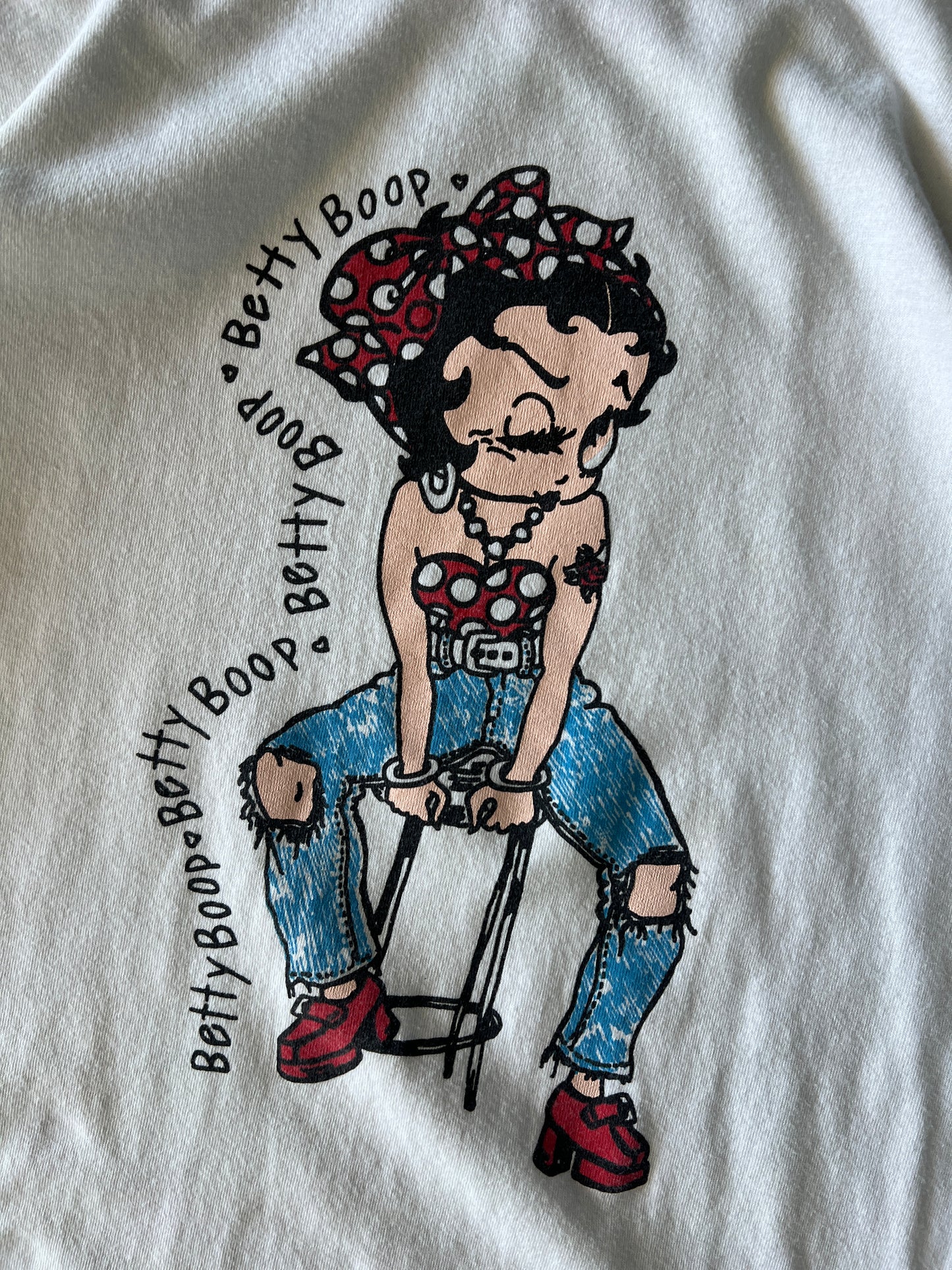 Vintage White Betty Boop Biker Shirt - M