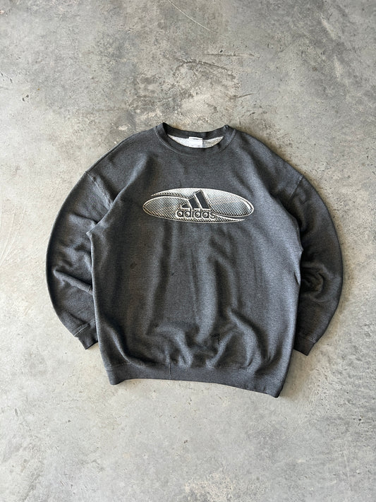 Vintage Grey Adidas Logo Crew - XXL