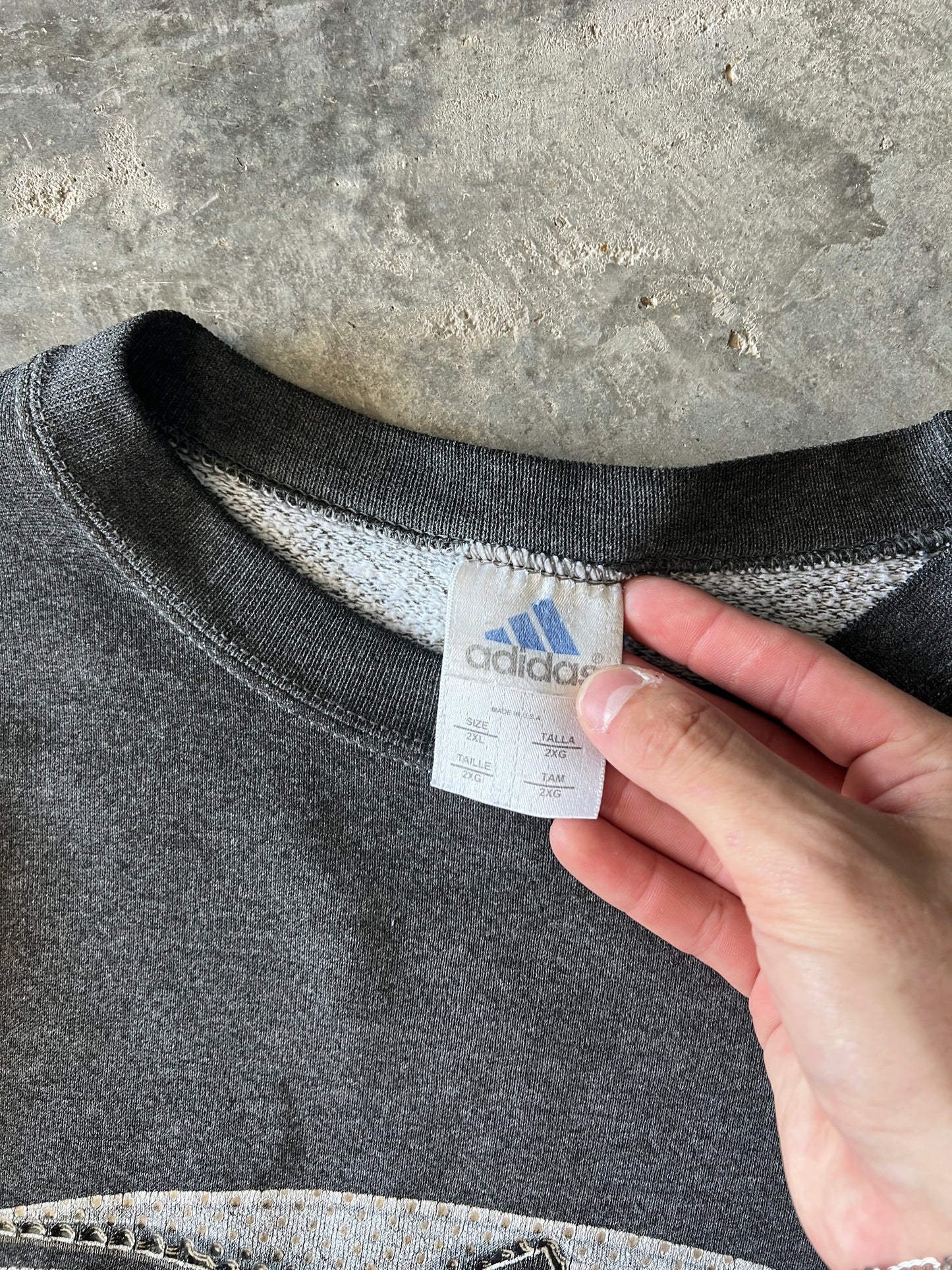 Vintage Grey Adidas Logo Crew - XXL