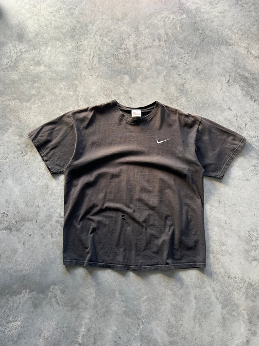 Vintage Sun Faded Black Nike Swoosh Shirt - L