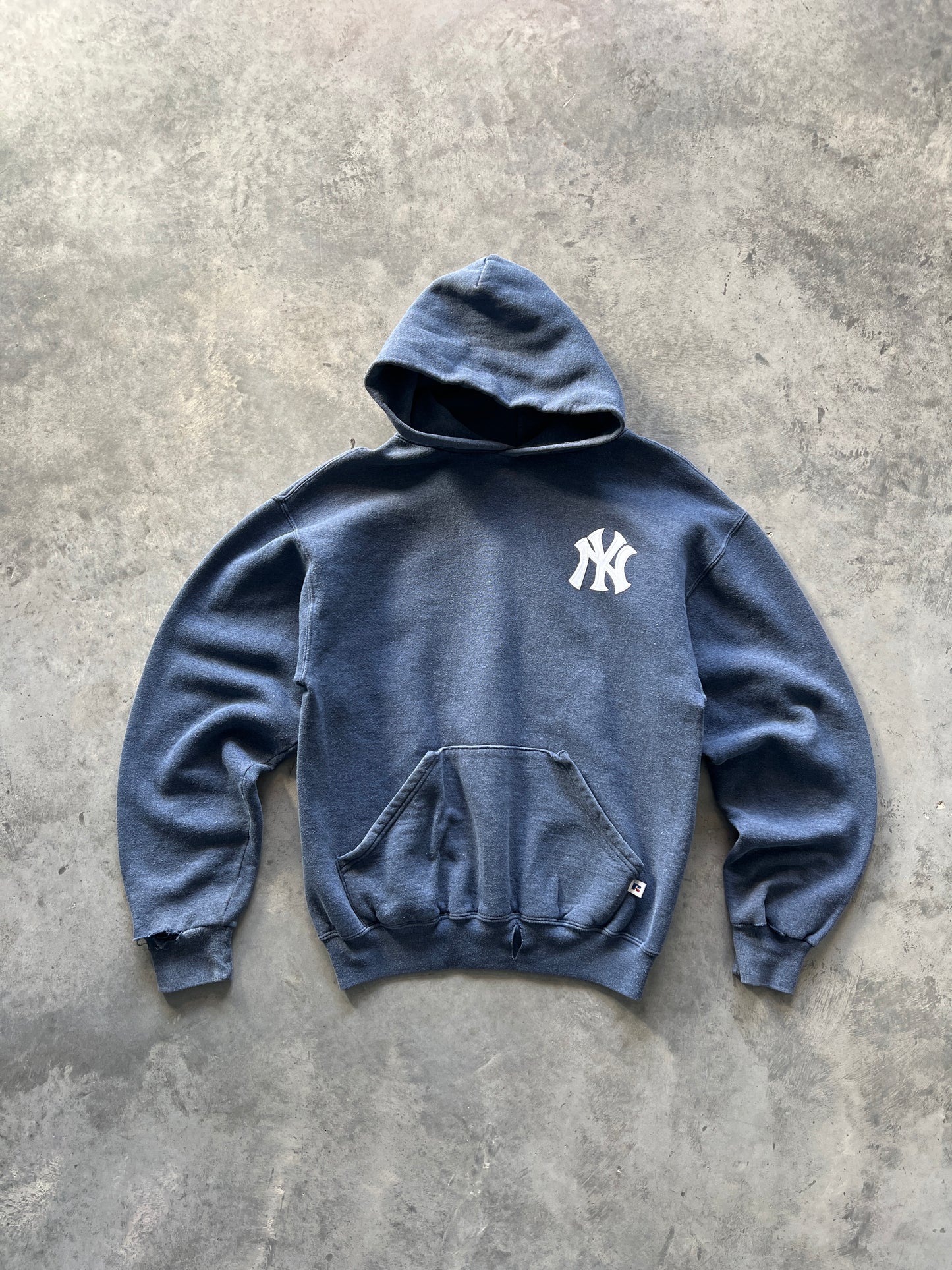 Vintage Blue Grey Yankees Blank Hoodie - M