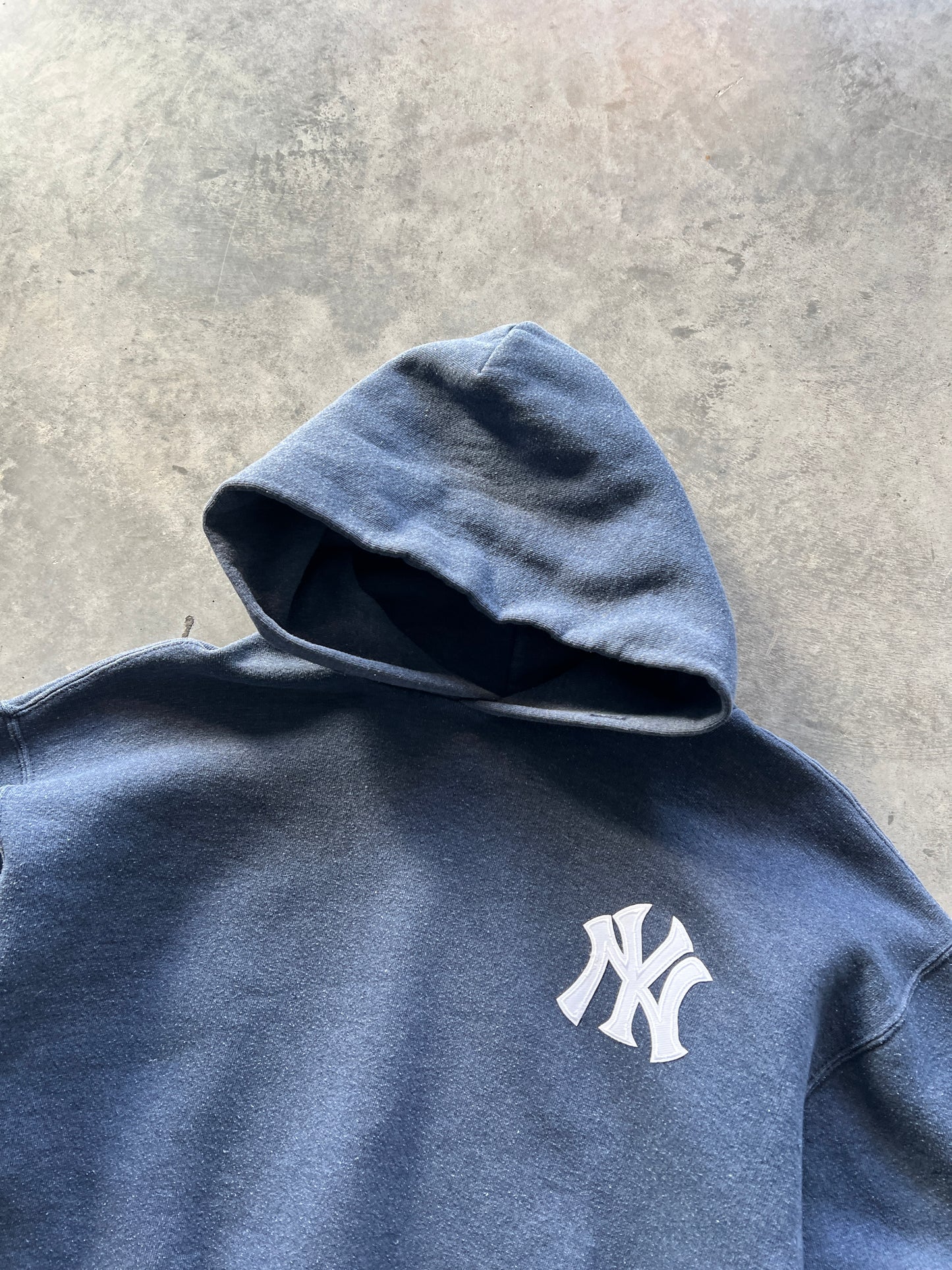 Vintage Blue Grey Yankees Blank Hoodie - M