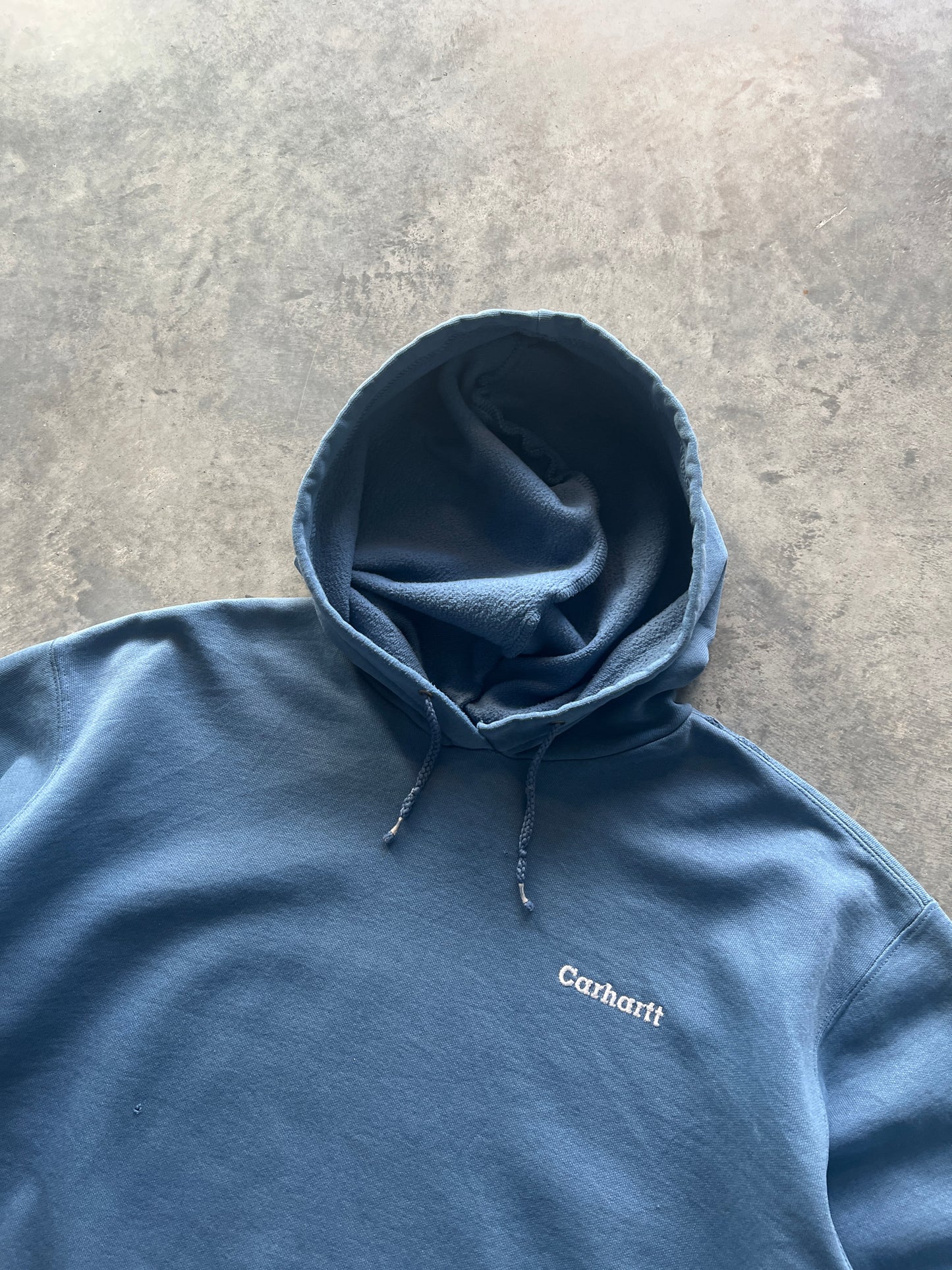 Vintage Powder Blue Carhartt Spellout Hoodie - XL