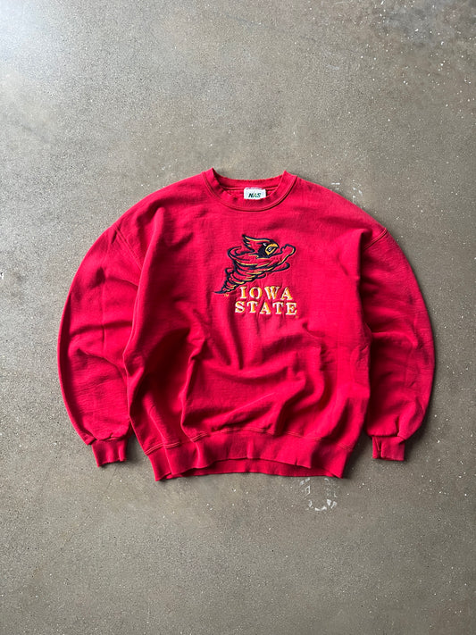 Vintage Faded Red Iowa State Cyclones Crew - XL