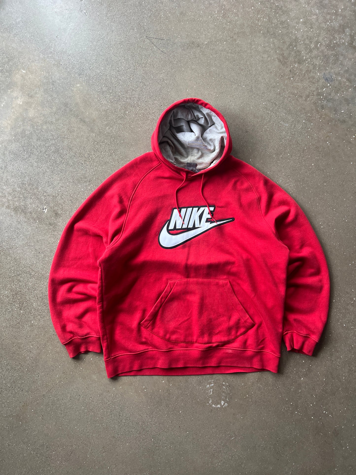 Vintage Cherry Red Nike Spellout Hoodie - XL