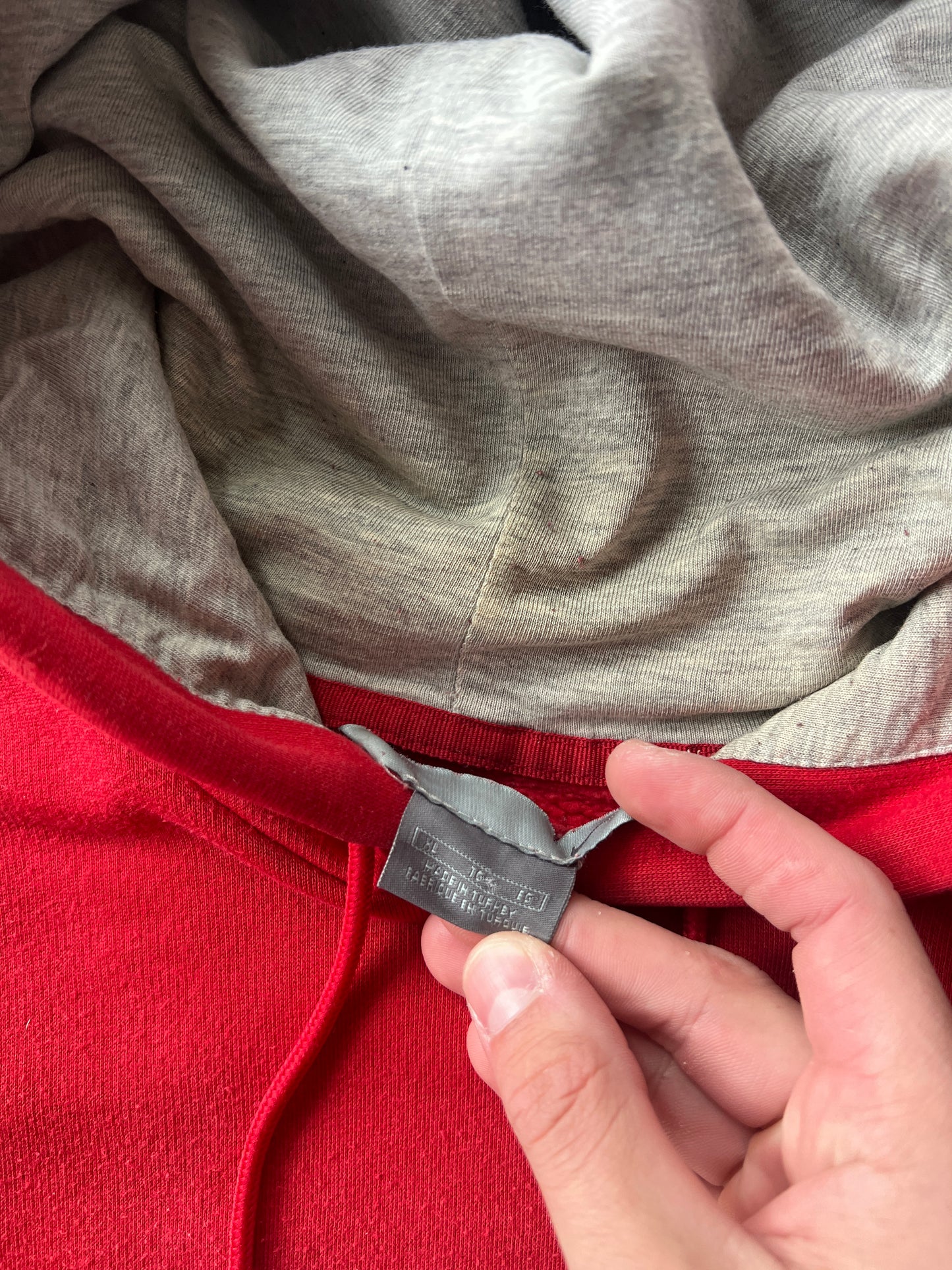 Vintage Cherry Red Nike Spellout Hoodie - XL