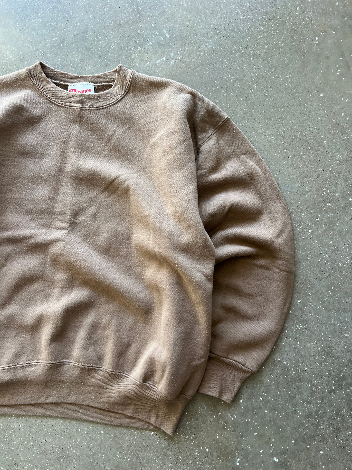 Vintage Coffee Brown Hanes Blank Crew - L