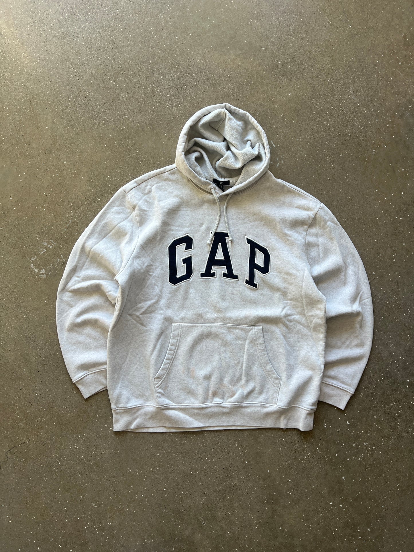 Vintage White Gap Spellout Hoodie - XL