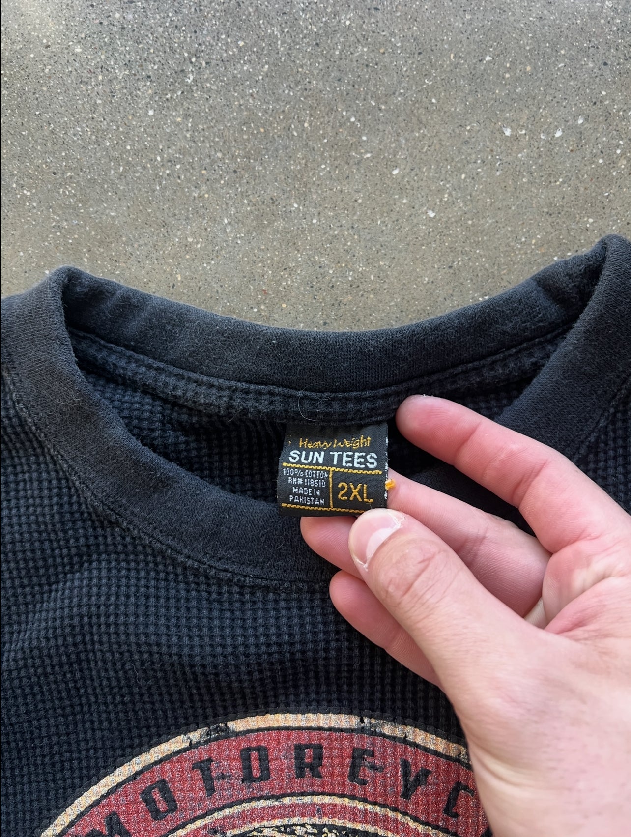 Vintage Black American Motorcycle Thermal Shirt - XL