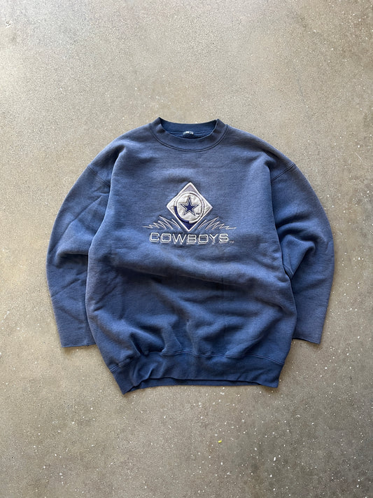 Vintage Faded Blue Dallas Cowboys Crew - L