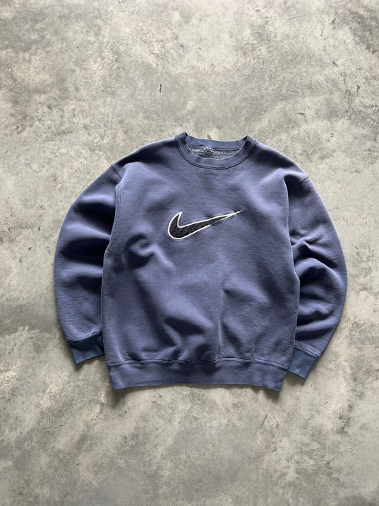 Vintage Smoky Blue Nike Swoosh Crew - M