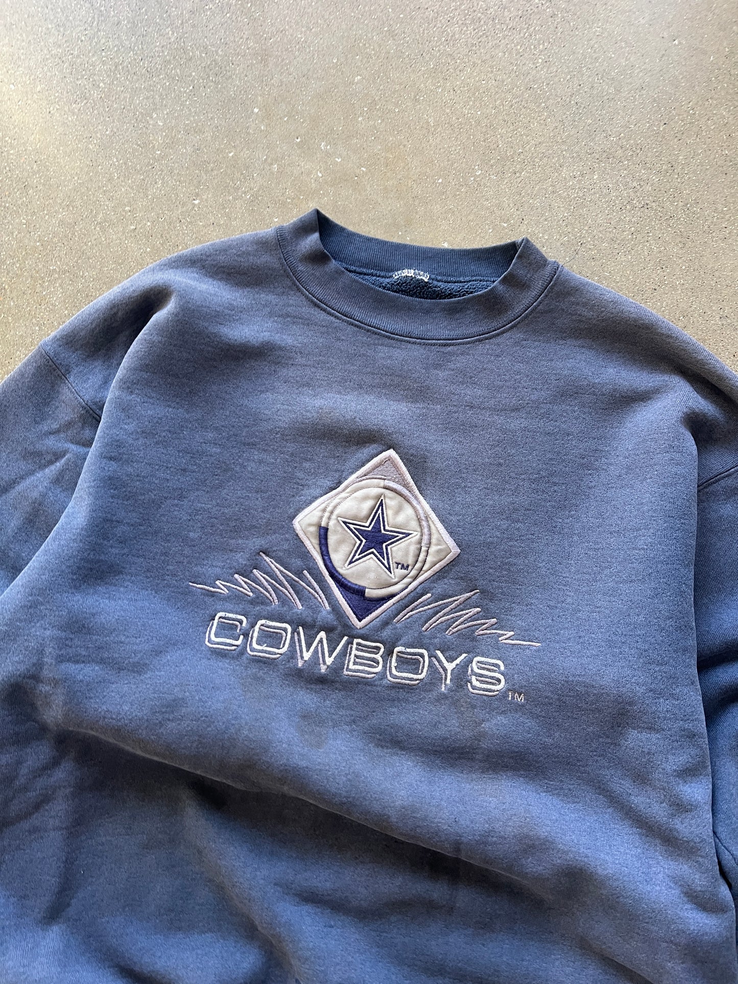 Vintage Faded Blue Dallas Cowboys Crew - L