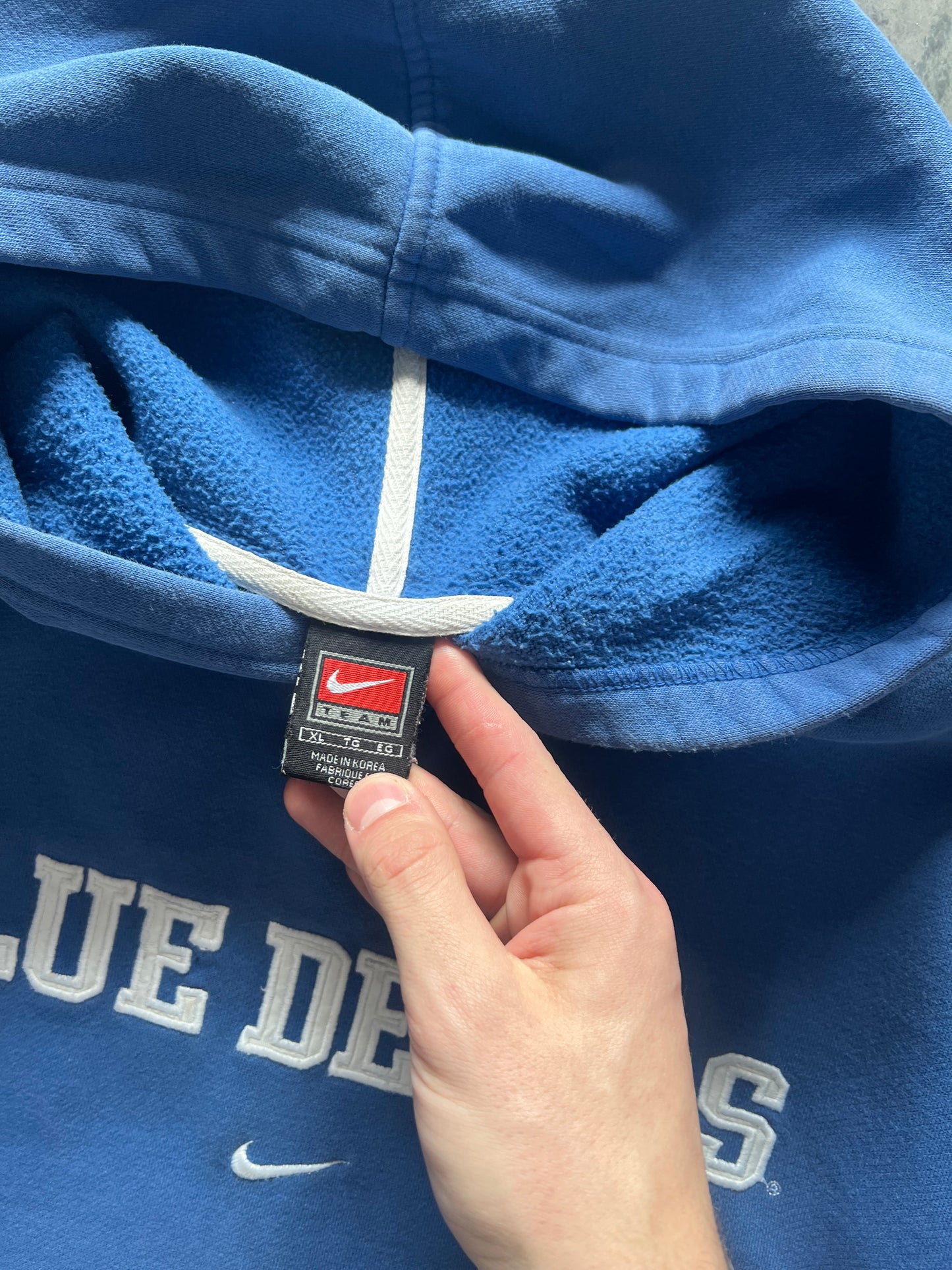 Vintage Royal Blue Duke Spellout Hoodie - XXL