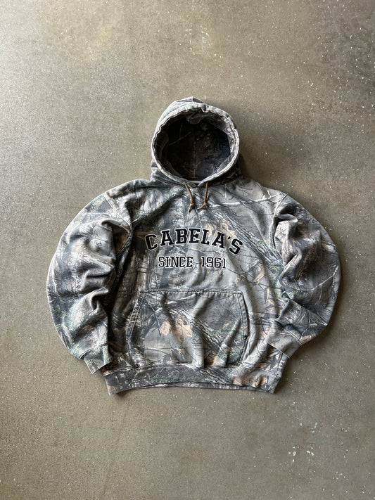 Vintage Cabalas Spellout Camo Hoodie - XL