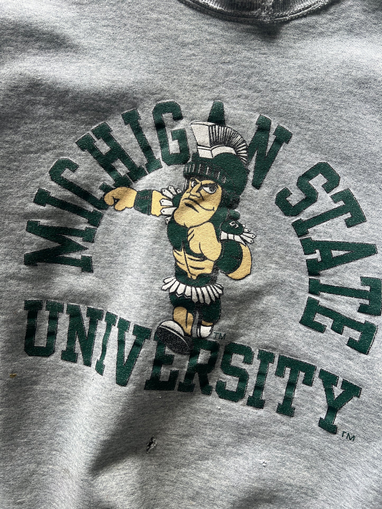 Vintage Distressed Grey Michigan University Crew - L