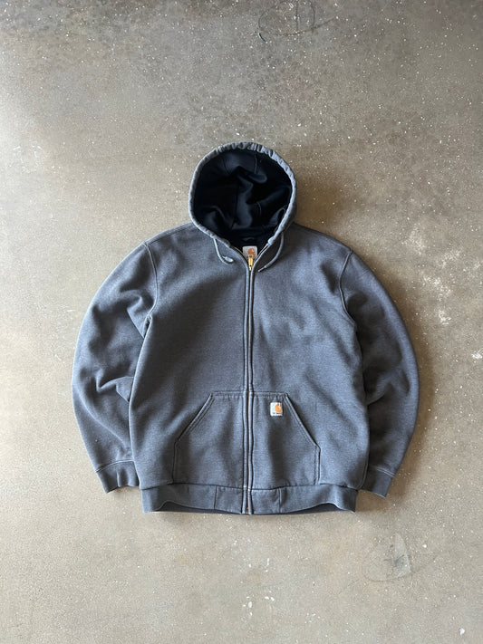 Vintage Dark Grey Carhartt Zip Hoodie - L