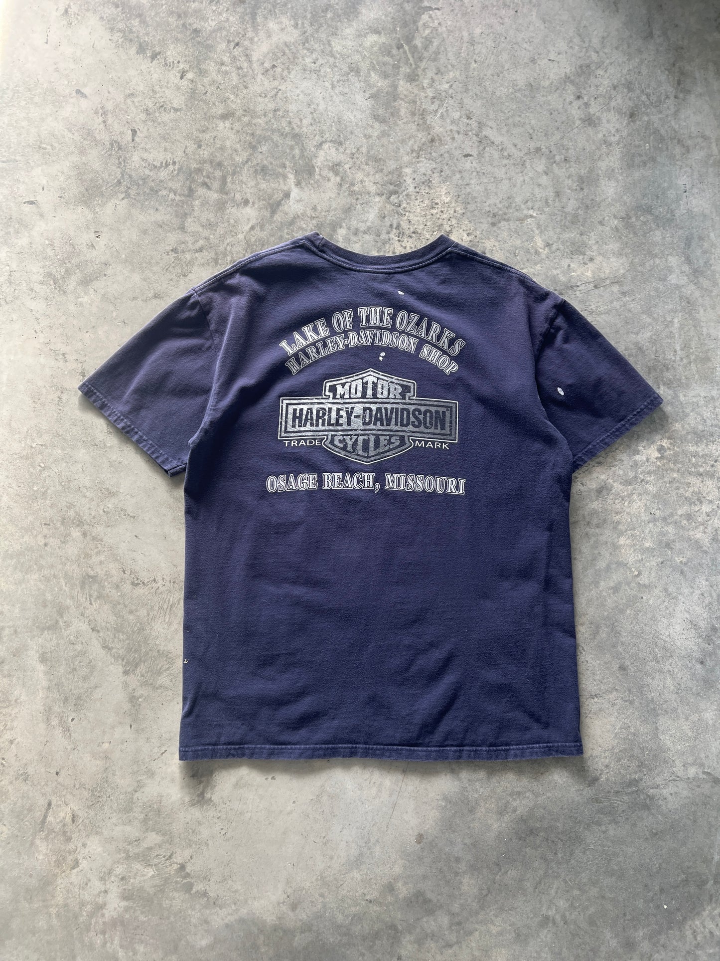 Vintage Deep Blue Harley Davidson Shirt - M