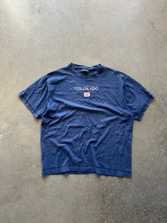 Vintage Navy Blue Colorado Spellout Shirt - XL