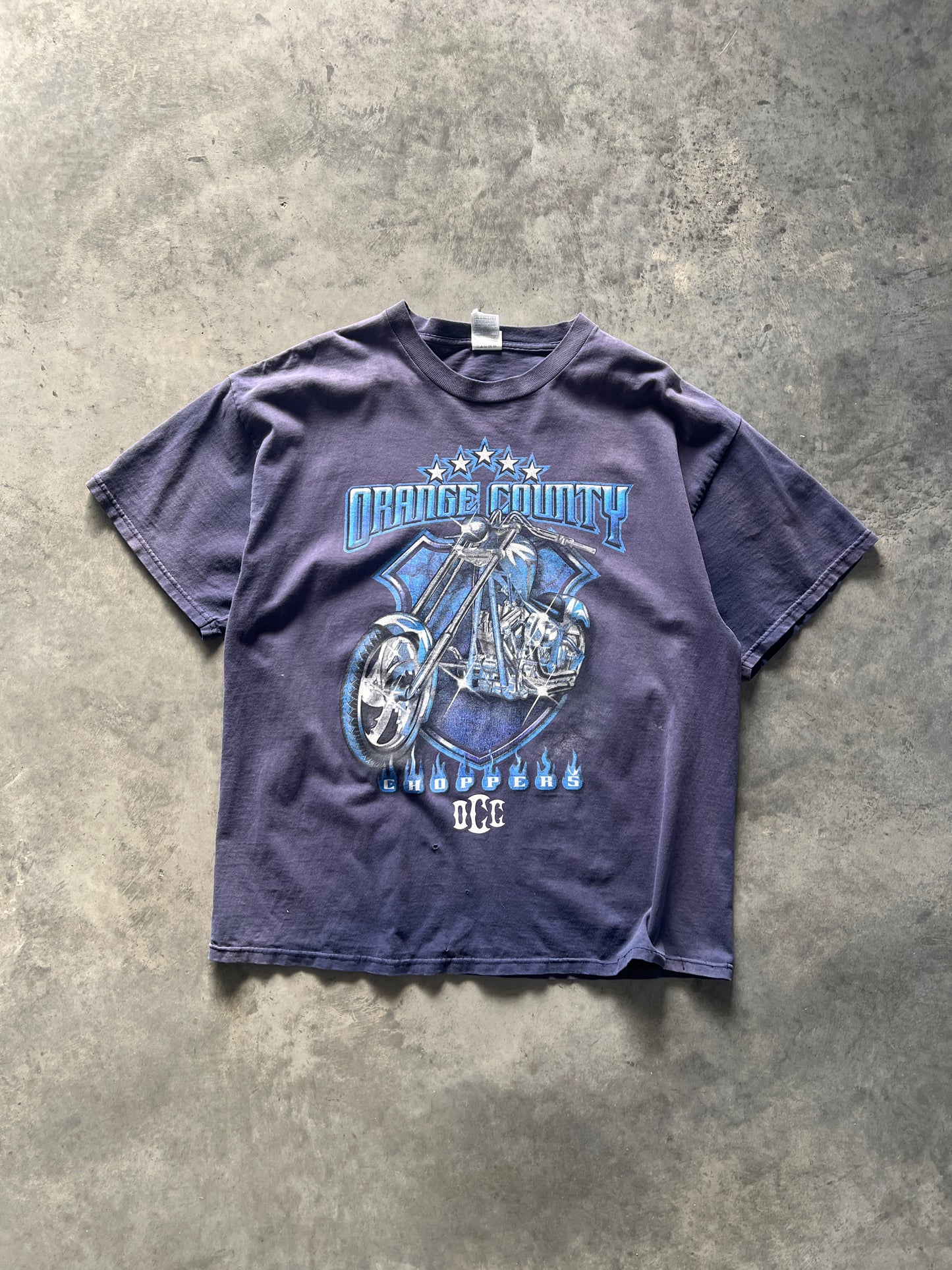 Vintage Distressed Flaming Blue Choppers Shirt - L