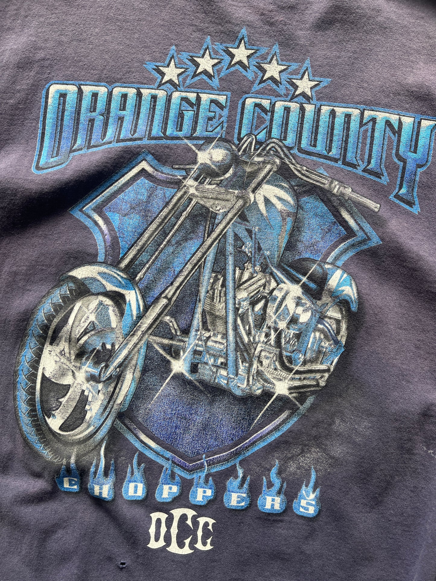 Vintage Distressed Flaming Blue Choppers Shirt - L