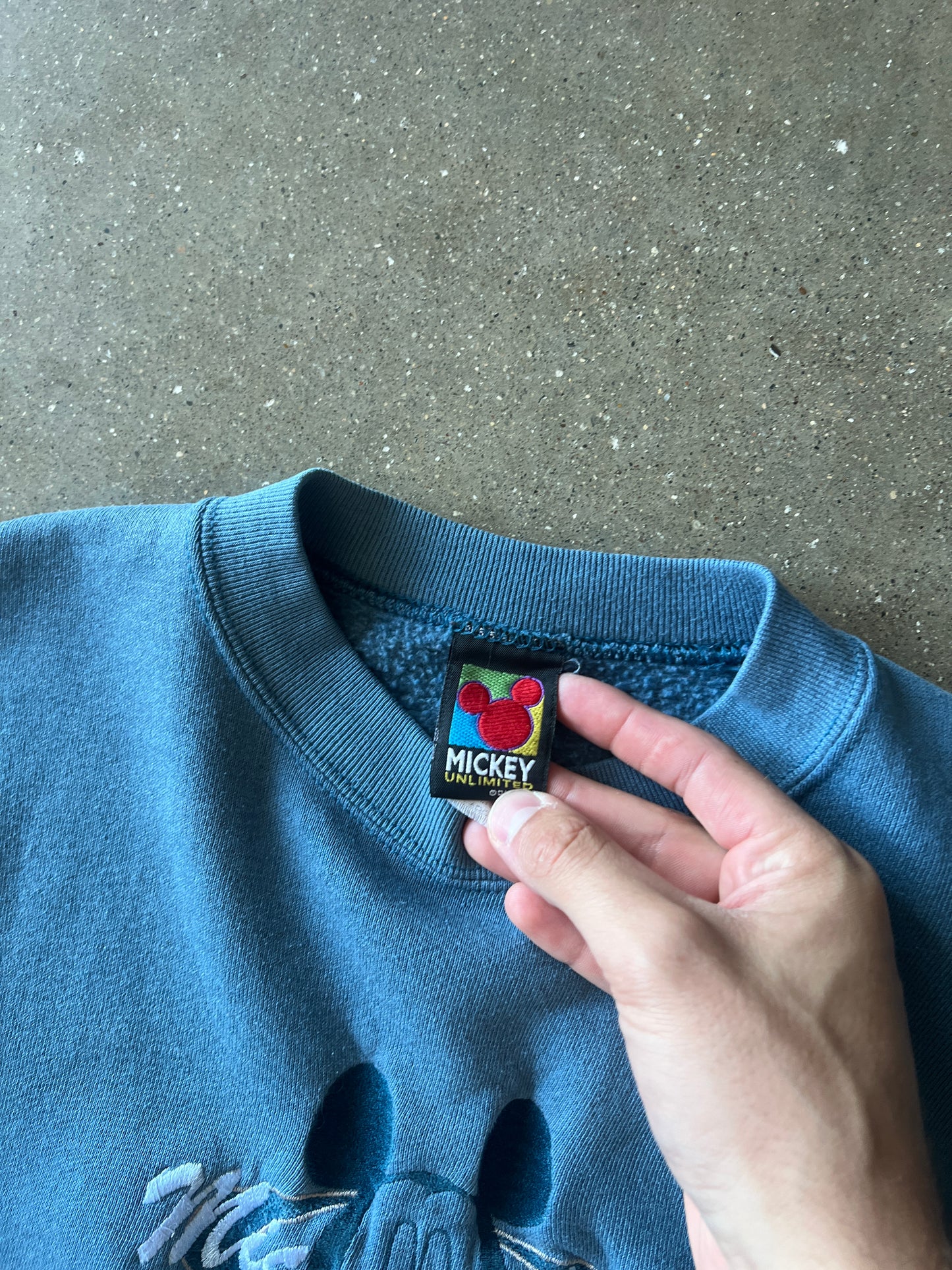 Vintage Blue Mickey Mouse Crew - M