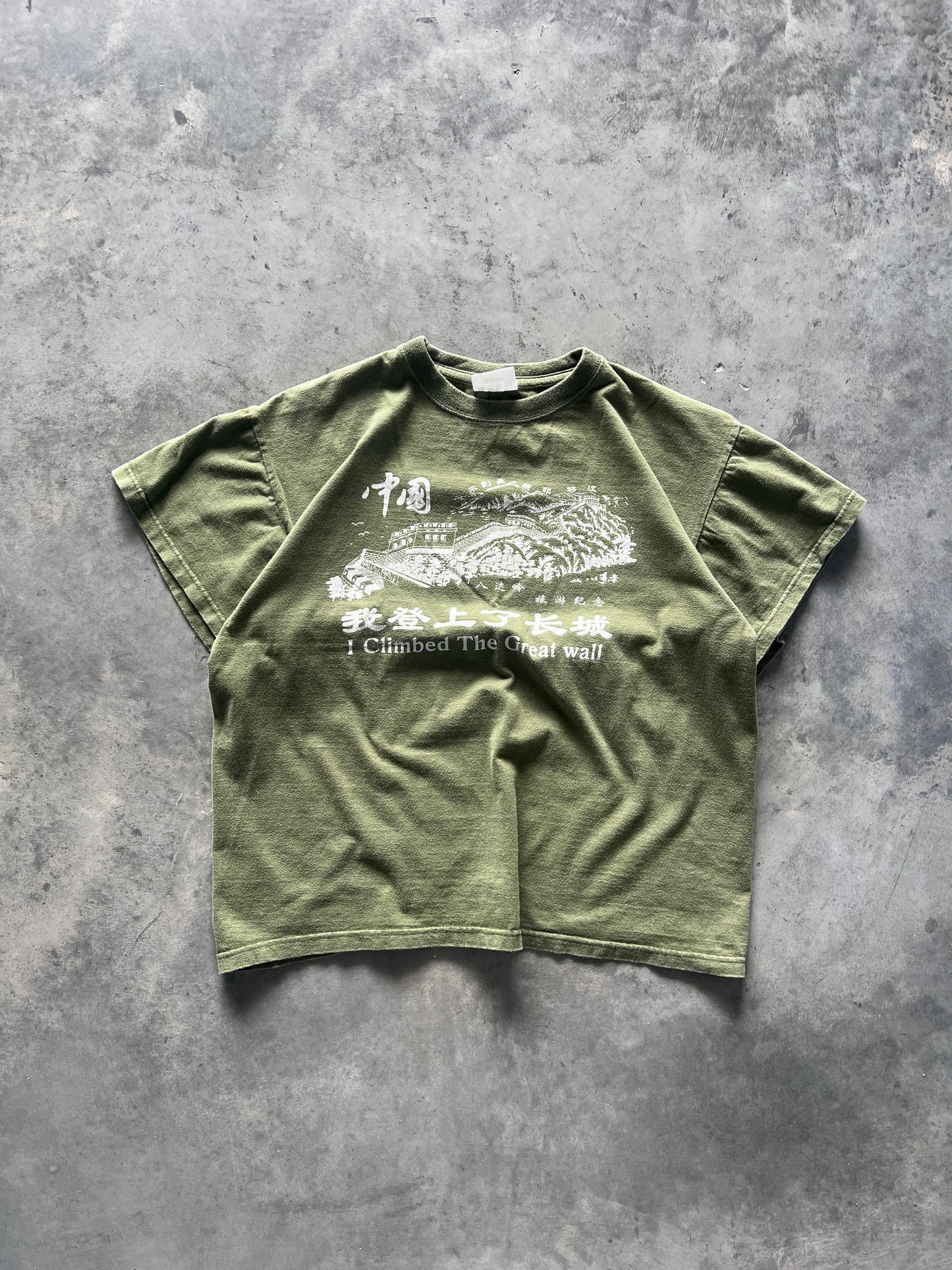 Vintage Olive Green Great Wall Shirt - M