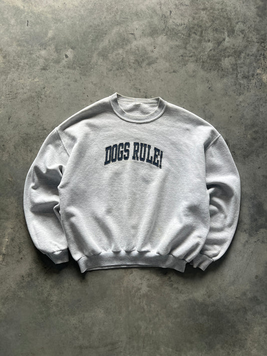 Vintage Smoke White Dogs Rule Crew - XL