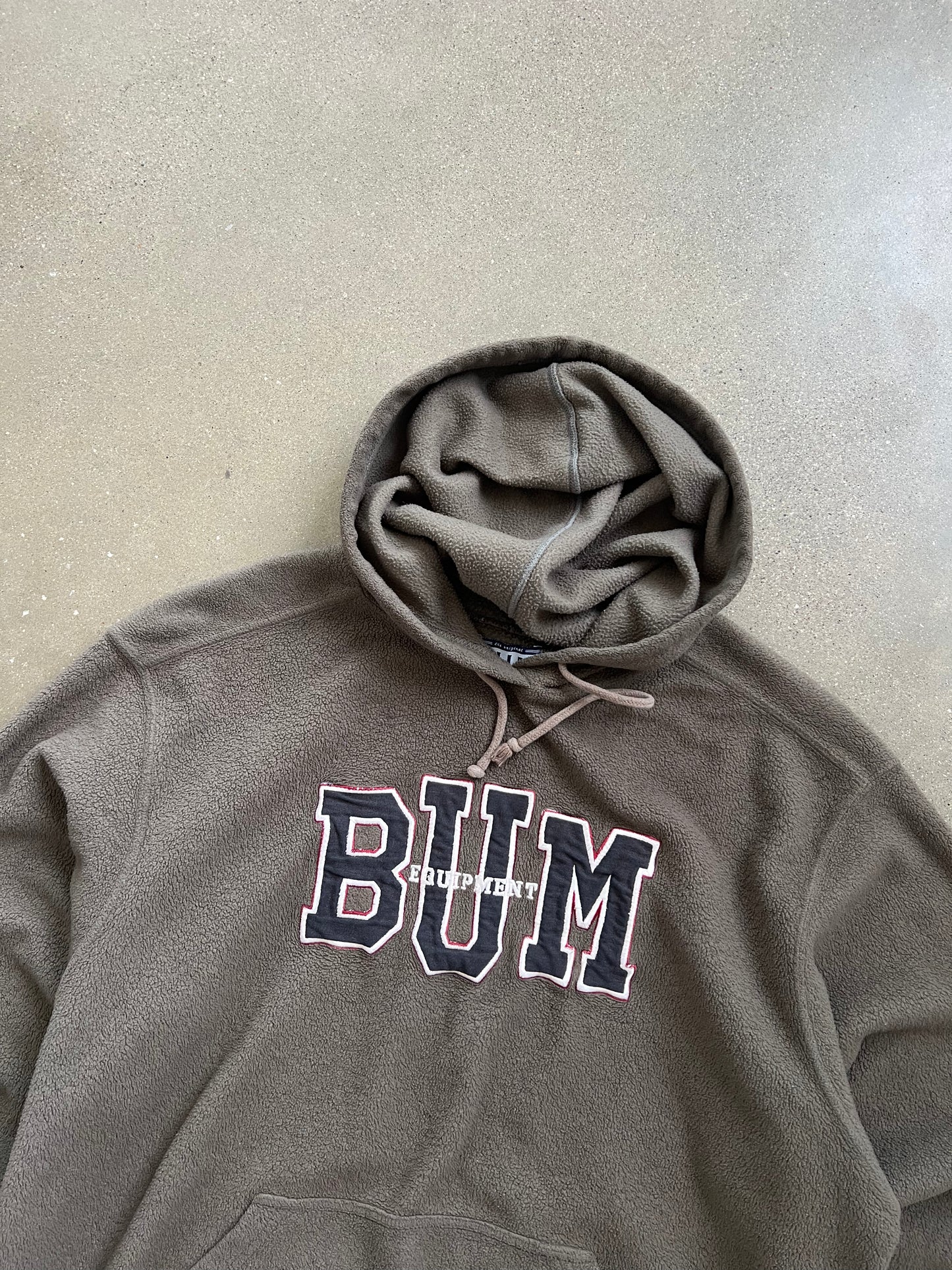Vintage Brown Bum Equipment Spellout Hoodie - L