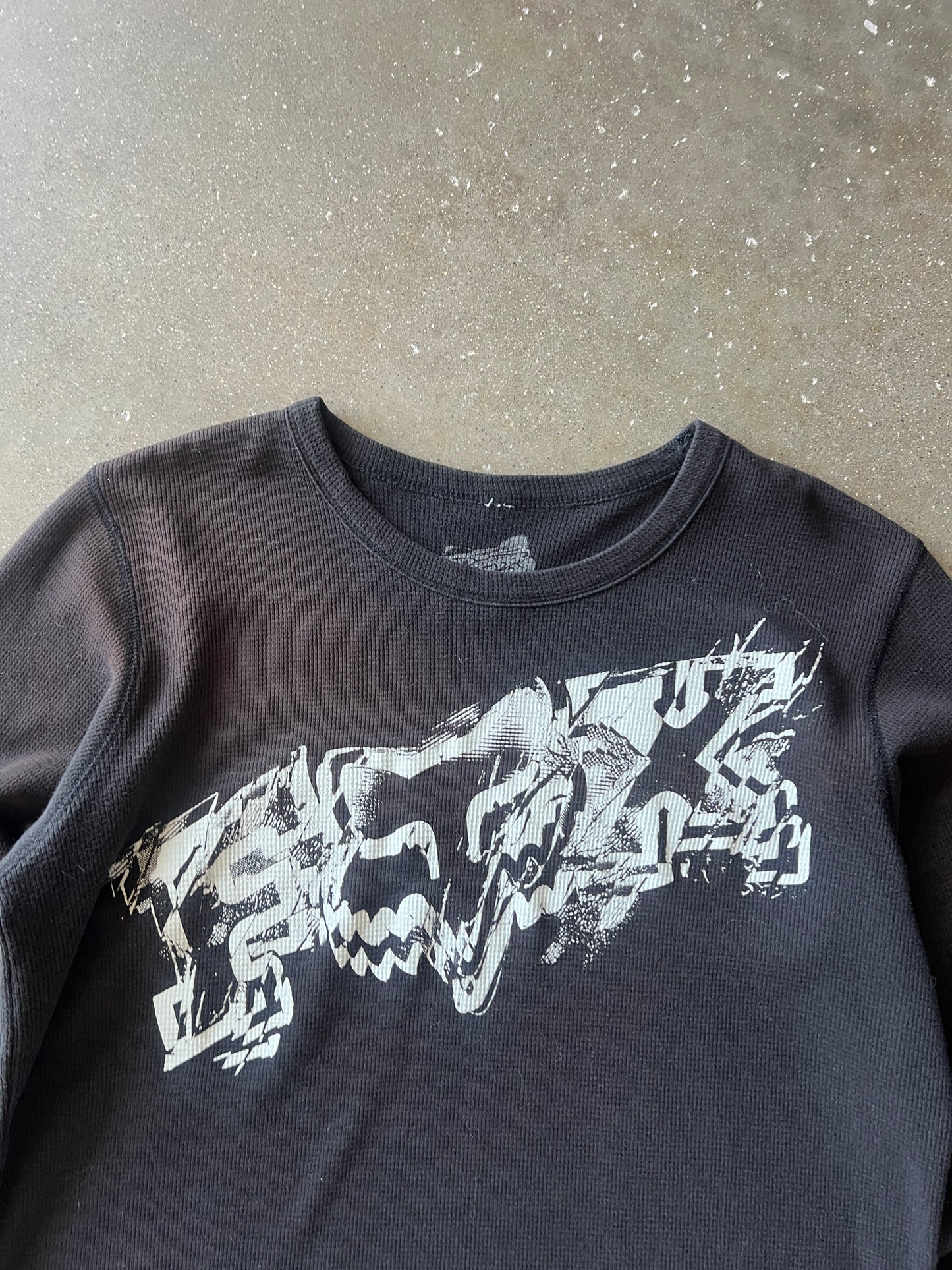 Vintage Black Faded Fox Racing Longsleeve Thermal - L