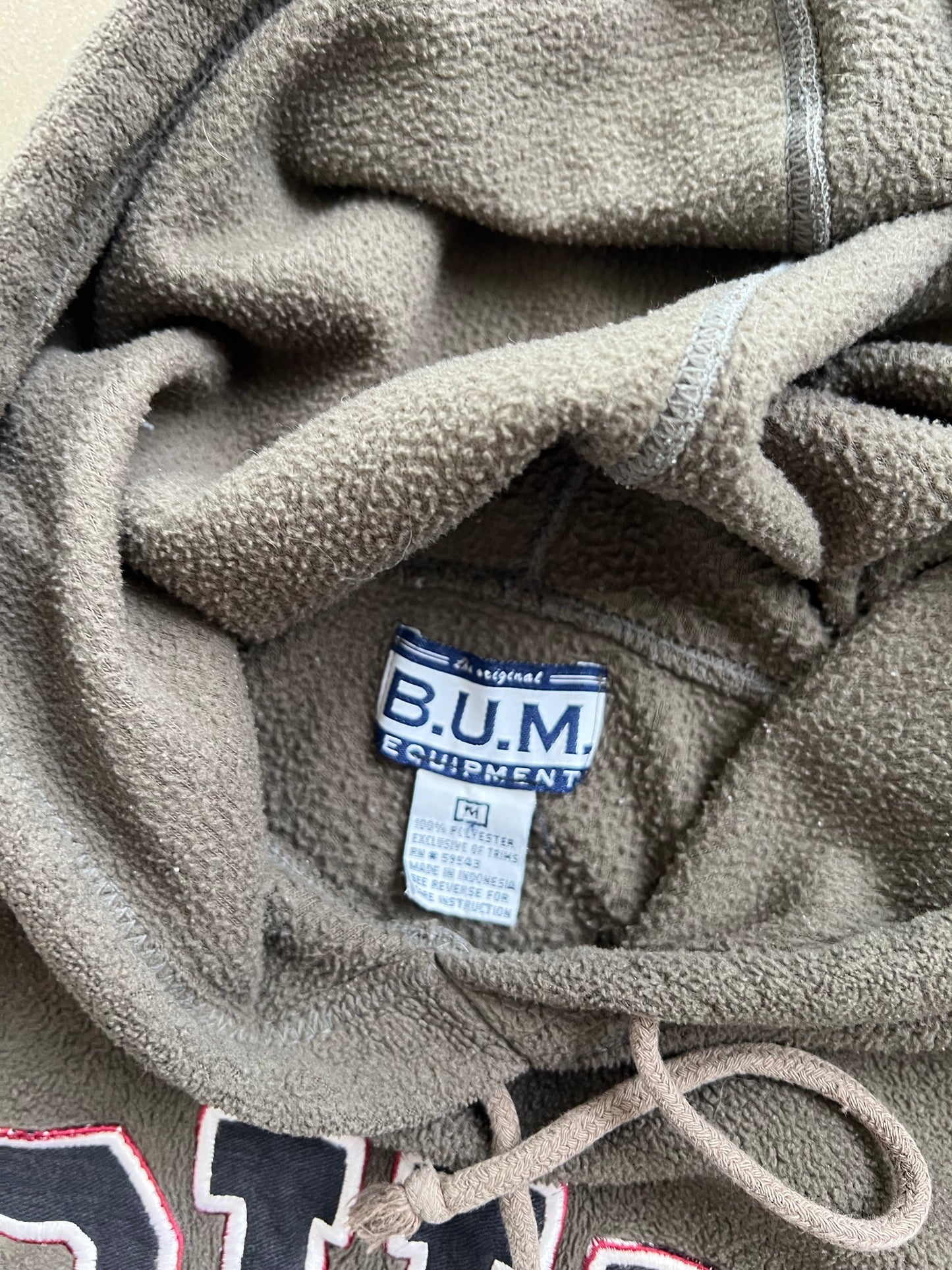 Vintage Brown Bum Equipment Spellout Hoodie - L