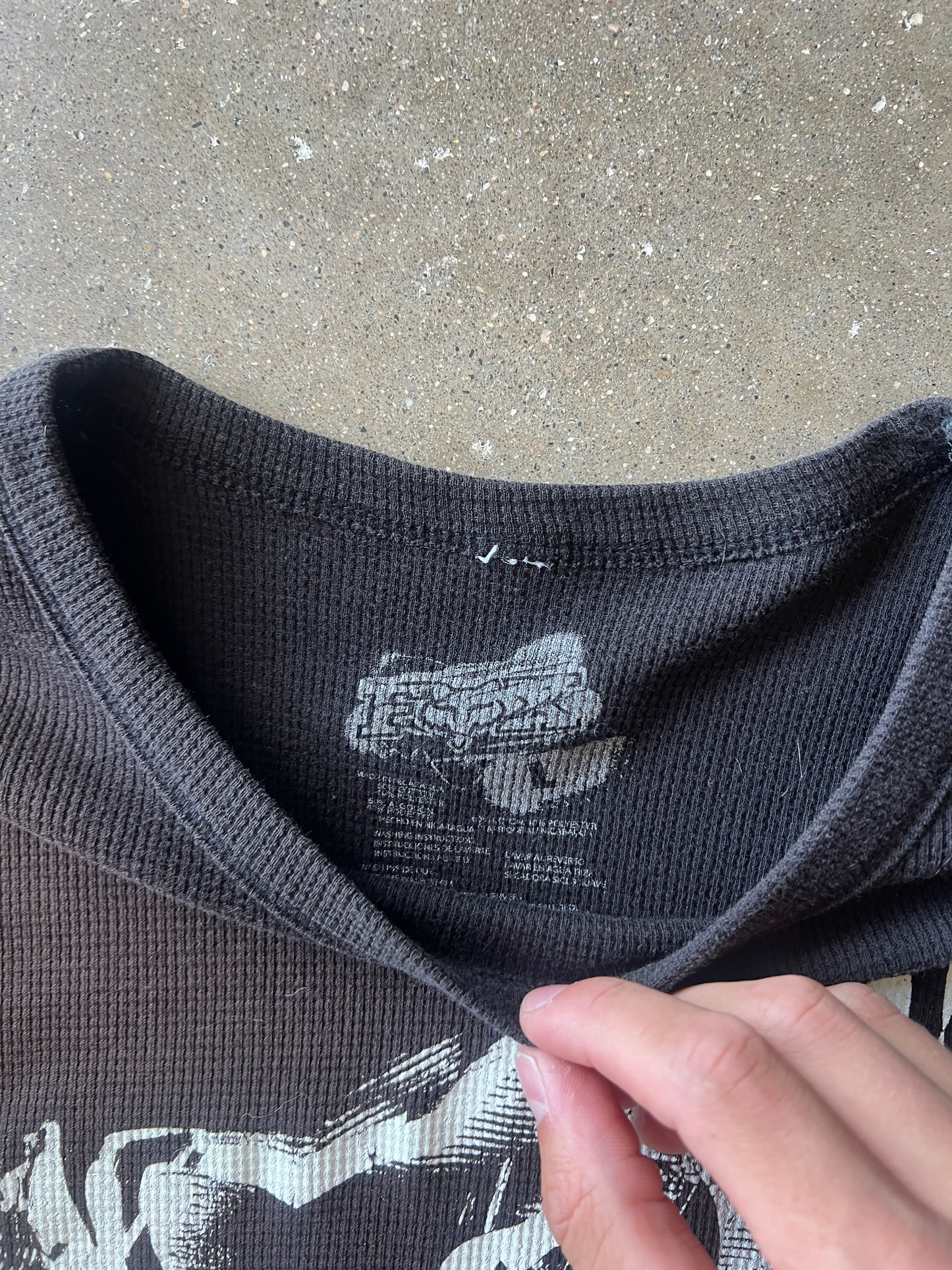 Vintage Black Faded Fox Racing Longsleeve Thermal - L