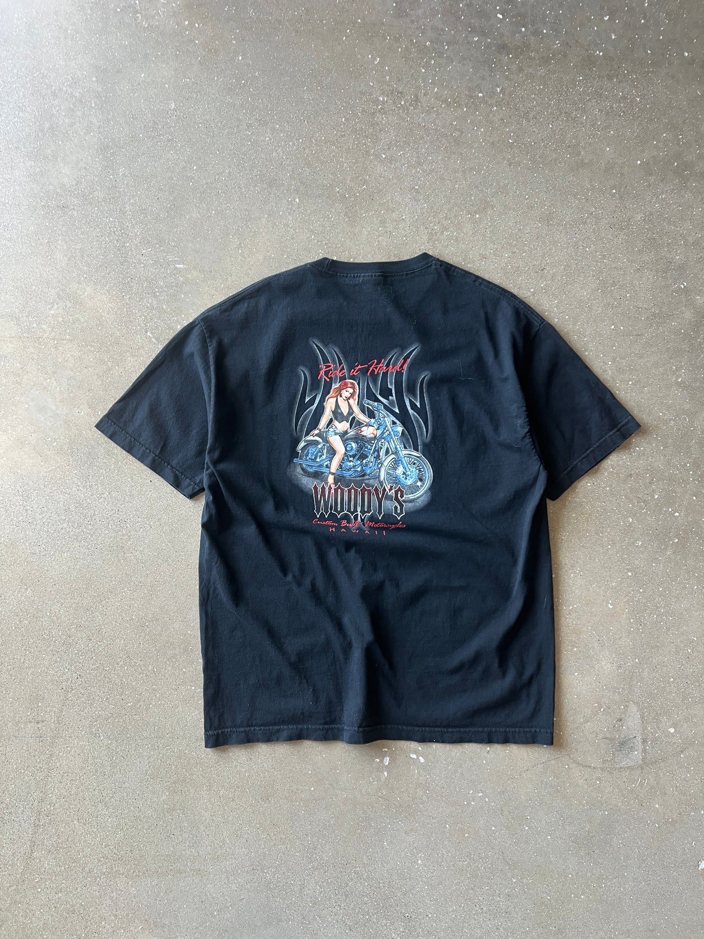 Vintage Black Biker Girl Shirt - L