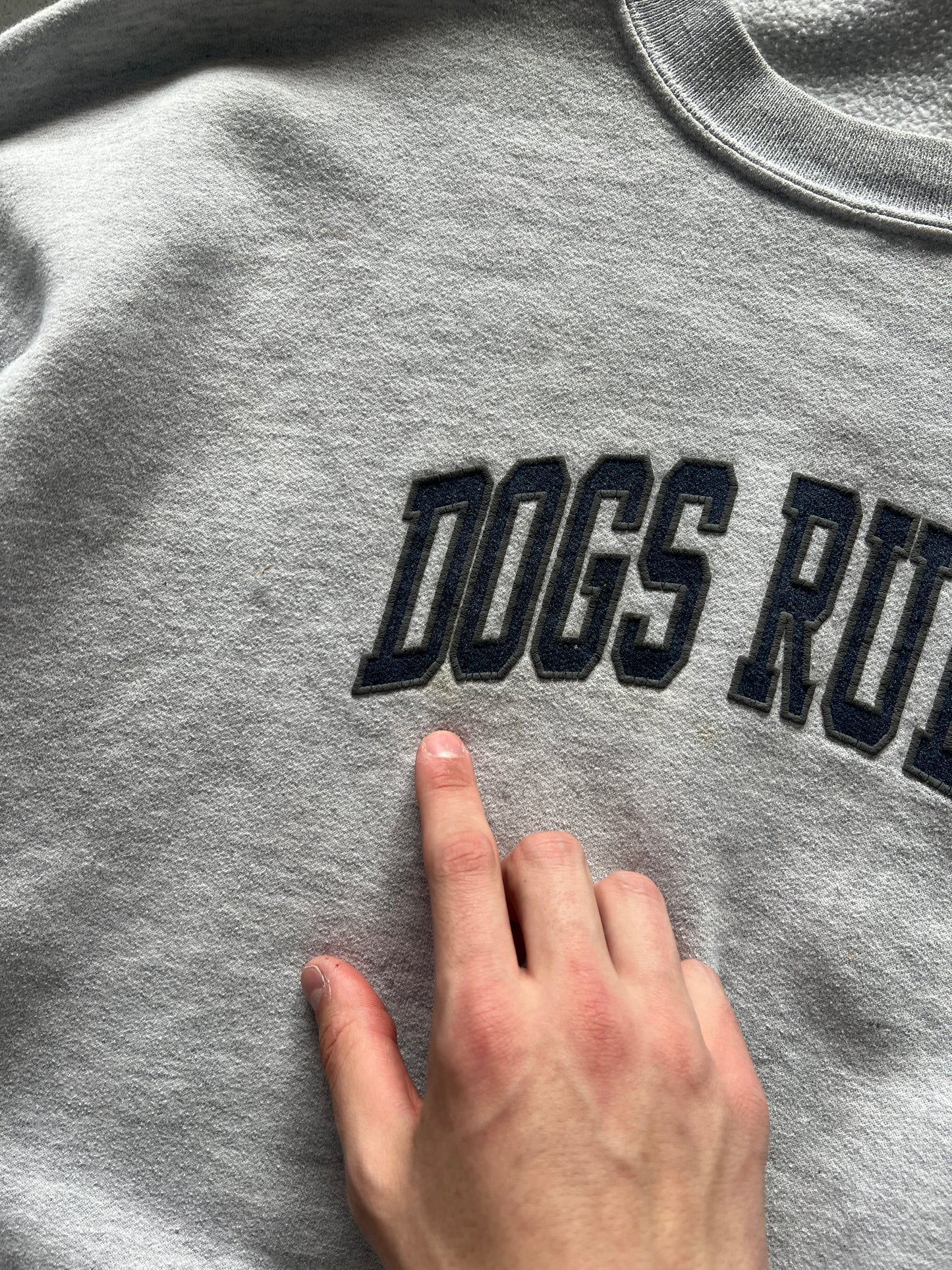 Vintage Smoke White Dogs Rule Crew - XL