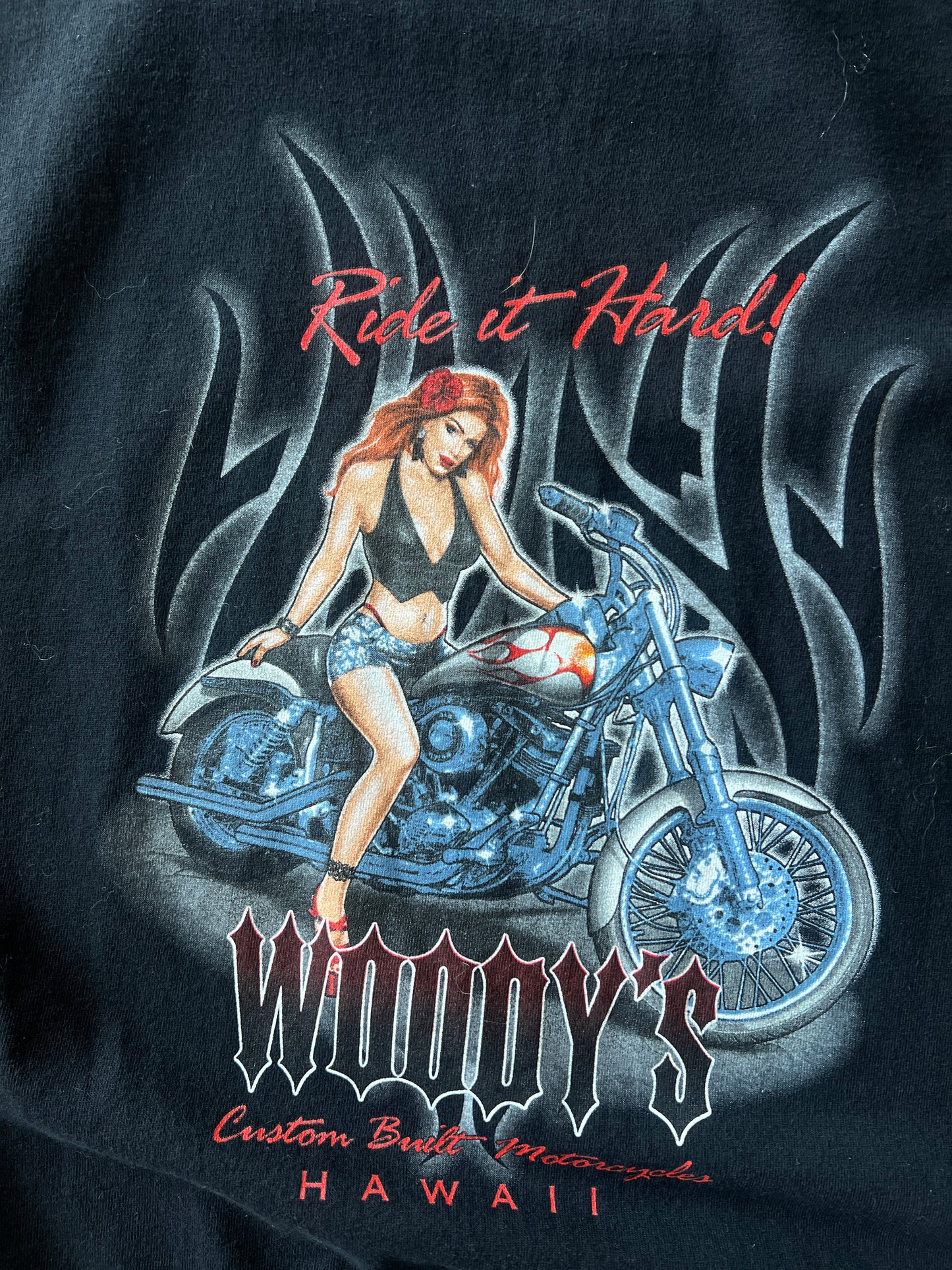Vintage Black Biker Girl Shirt - L